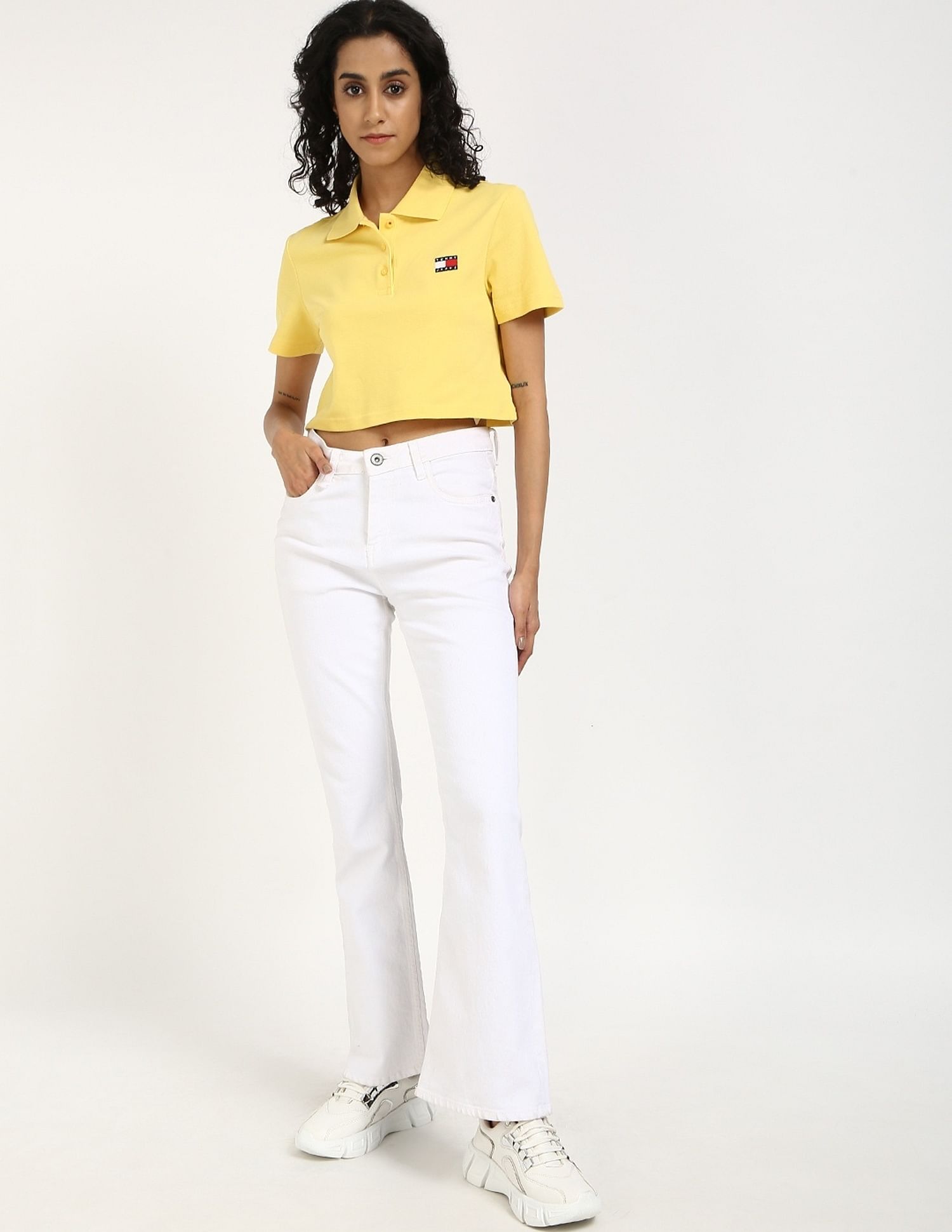 Tommy Hilfiger Solid Cropped-Fit Cotton Polo T-Shirt