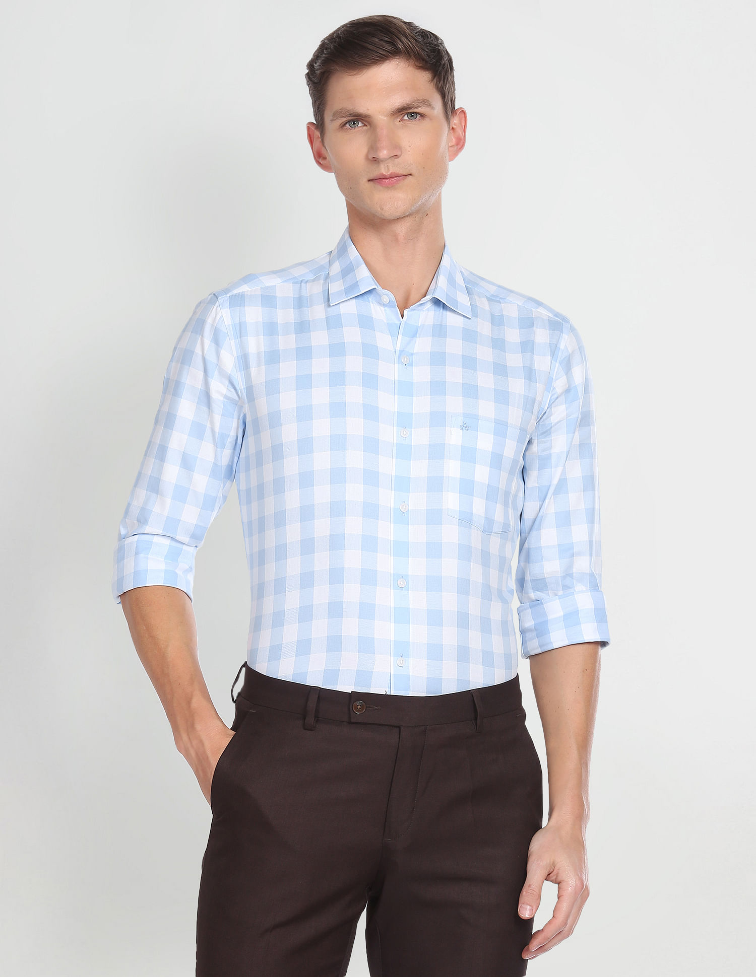 Arrow Buffalo Check Cotton Formal Shirt