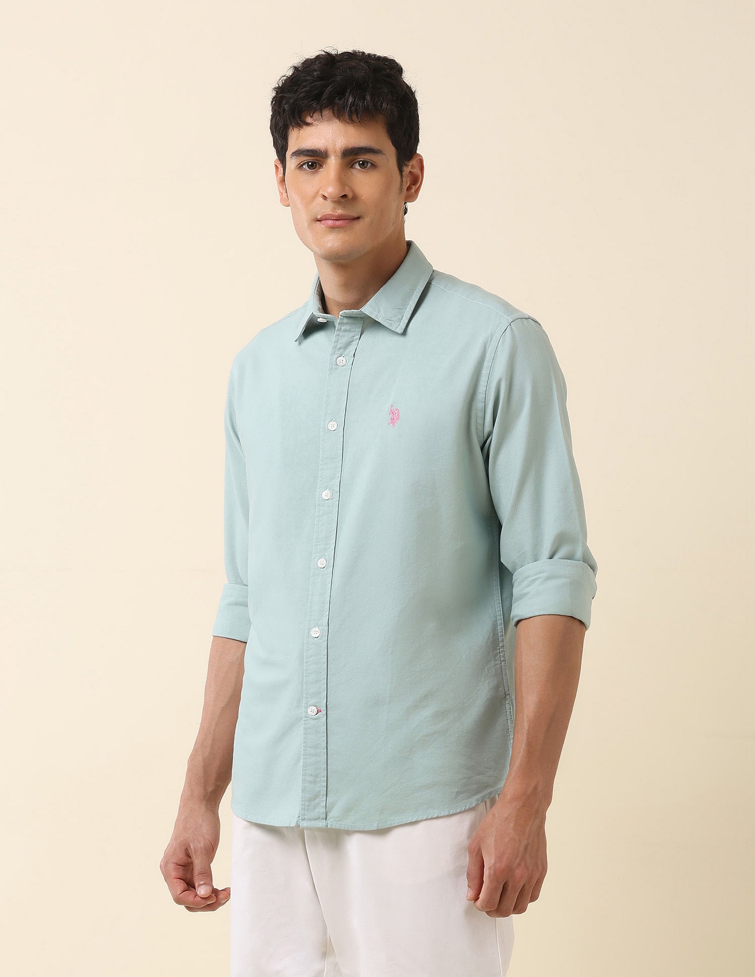 U.S. Polo Assn. Tailored Fit Solid Pure Cotton Shirt