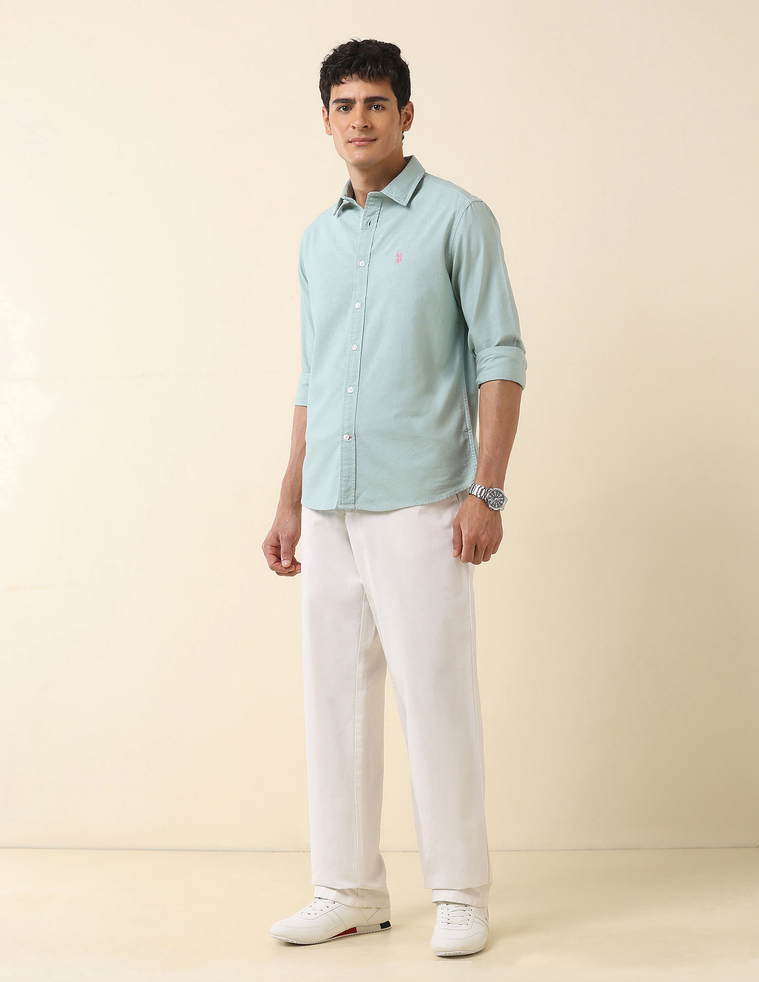U.S. Polo Assn. Tailored Fit Solid Pure Cotton Shirt