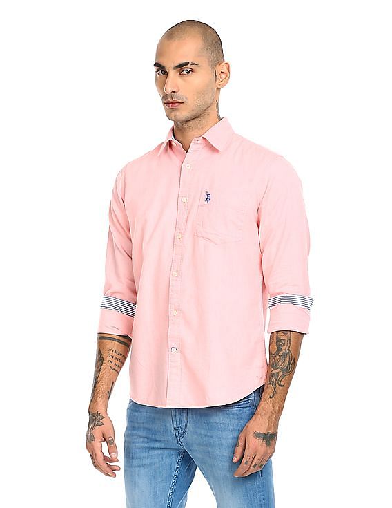 U.S. Polo Assn. Rounded Cuff Solid Casual Shirt