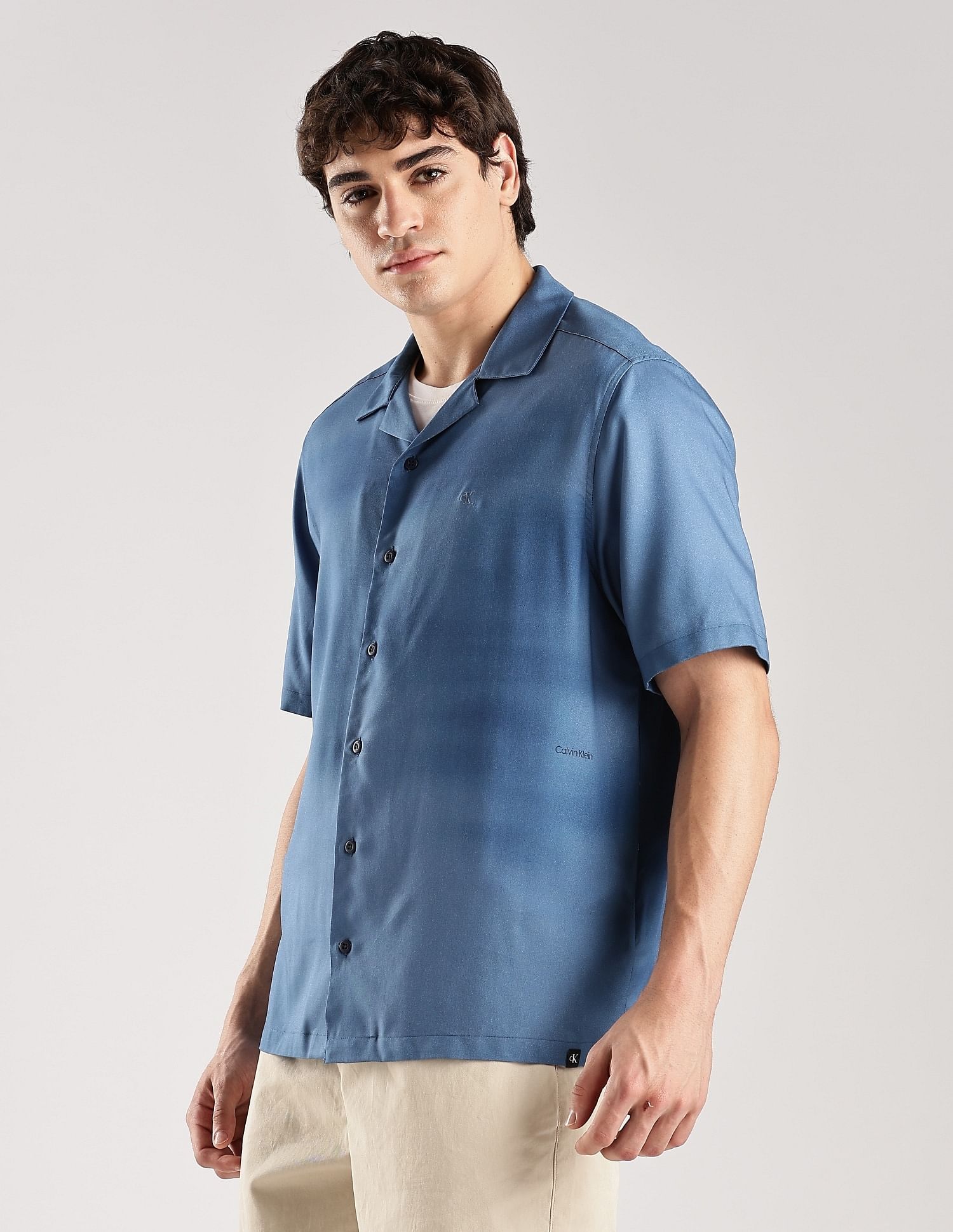 Calvin Klein Jeans Printed Regular-Fit Poplin Woven Shirt