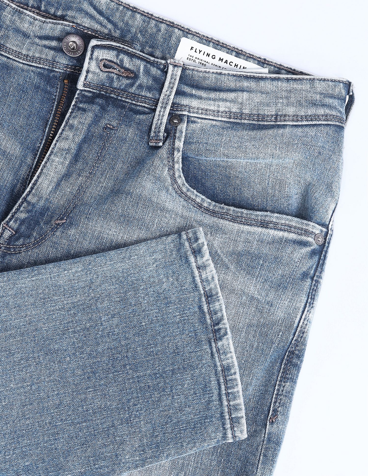 Flying Machine Slash Slim Tapered Fit Jeans