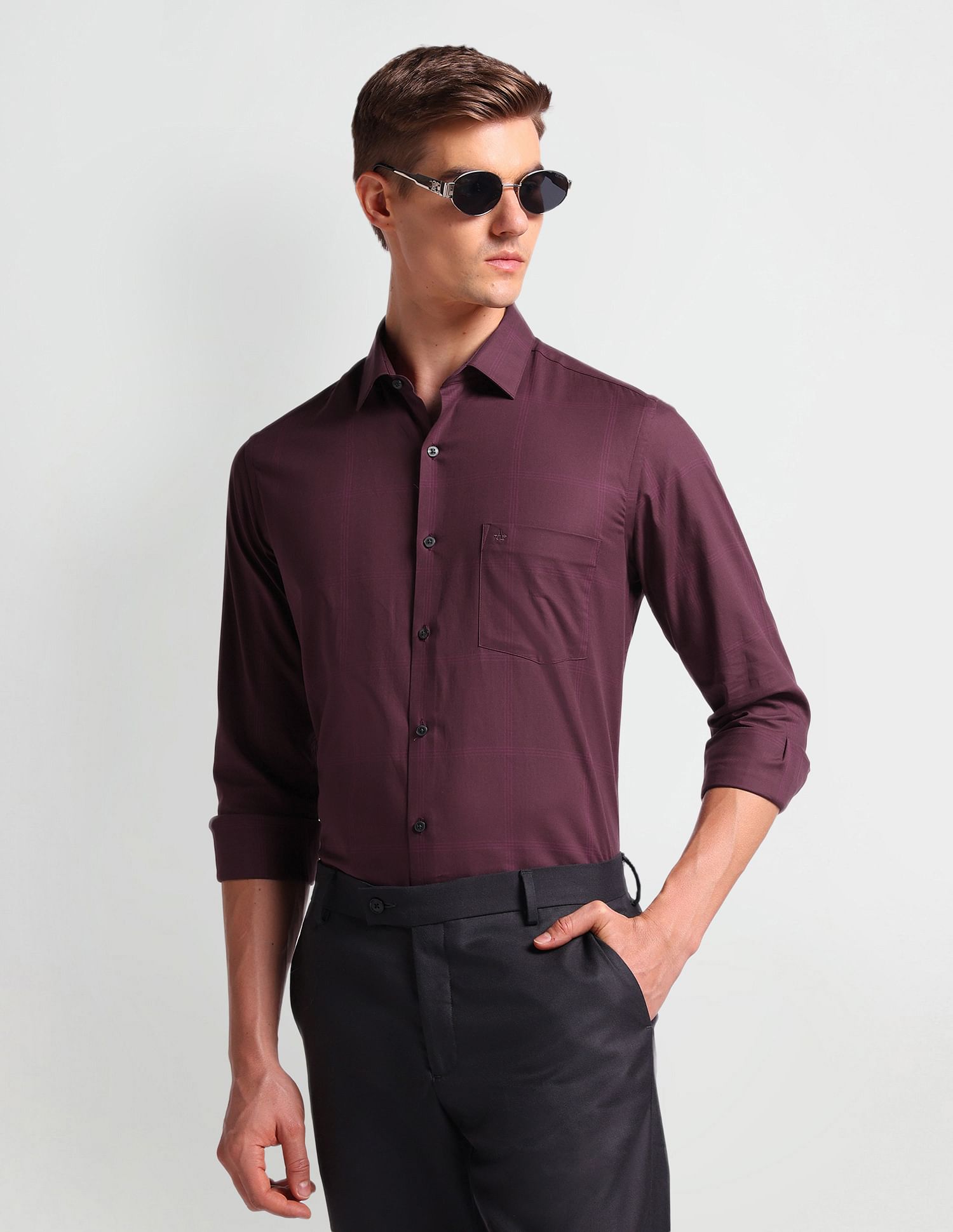 Arrow Windowpane Check Twill Shirt