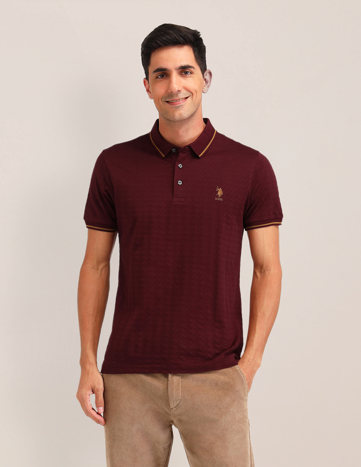 U.S. Polo Assn. Textured Slim Fit Polo Shirt
