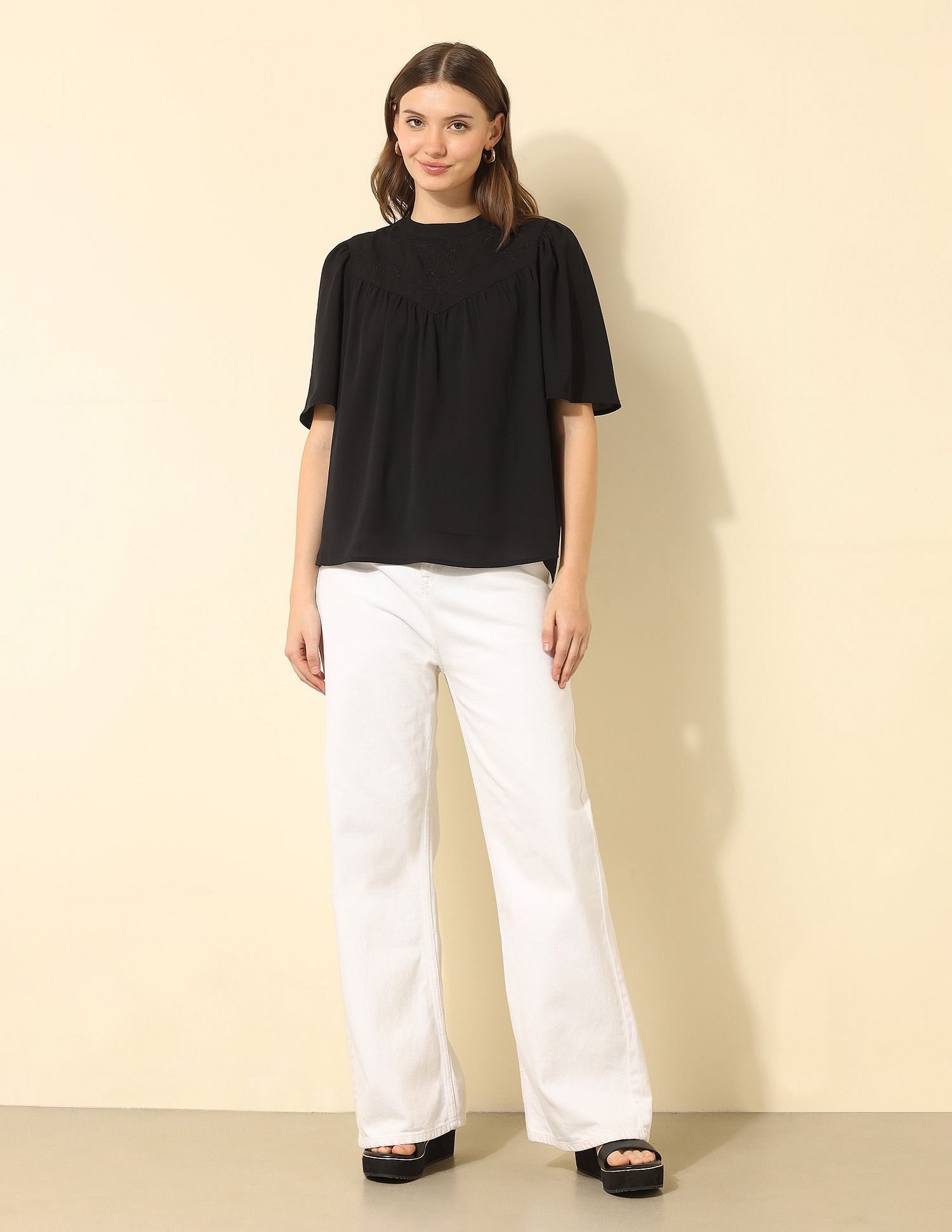 U.S. Polo Assn. Women Yoke Embroidered Top