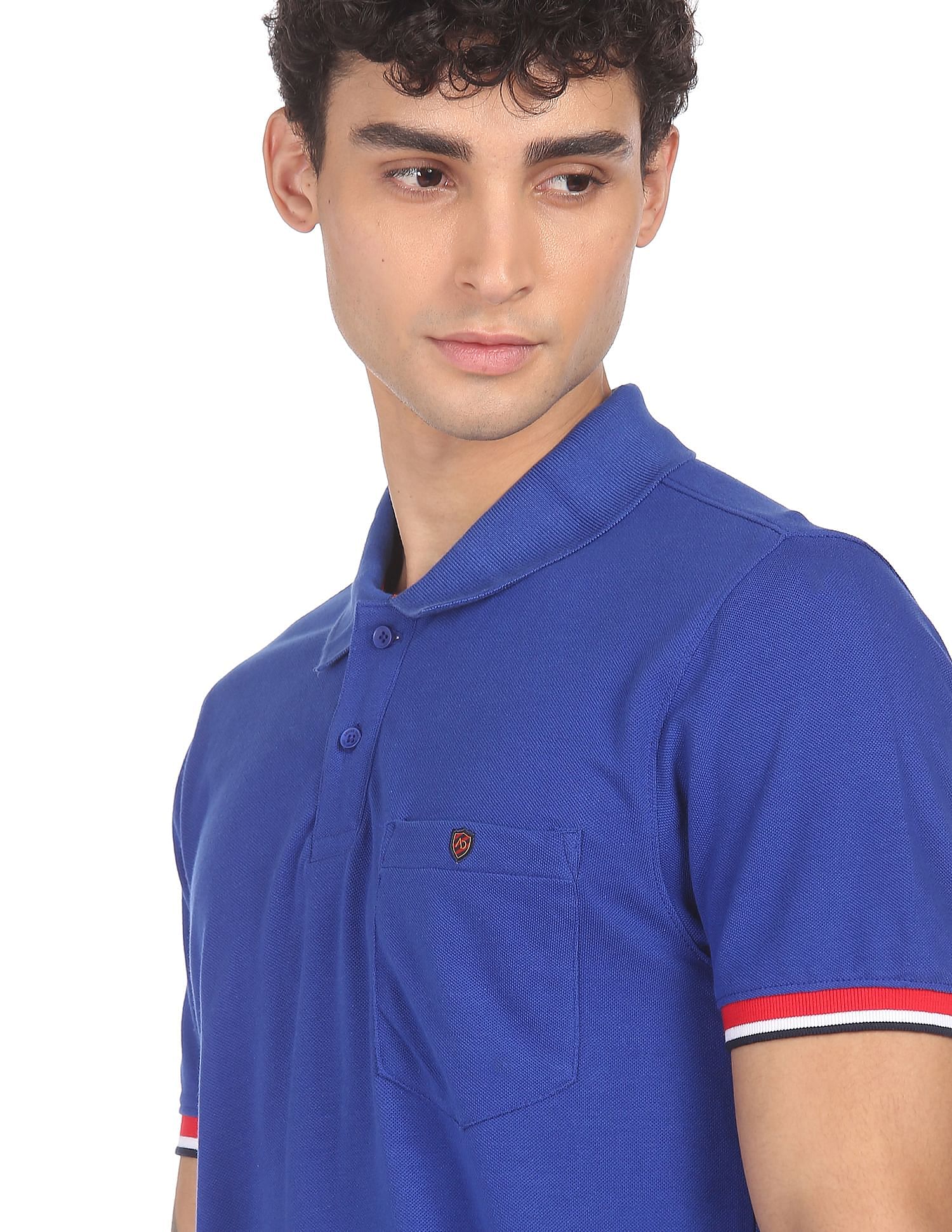 AD by Arvind Cotton Solid Polo Shirt
