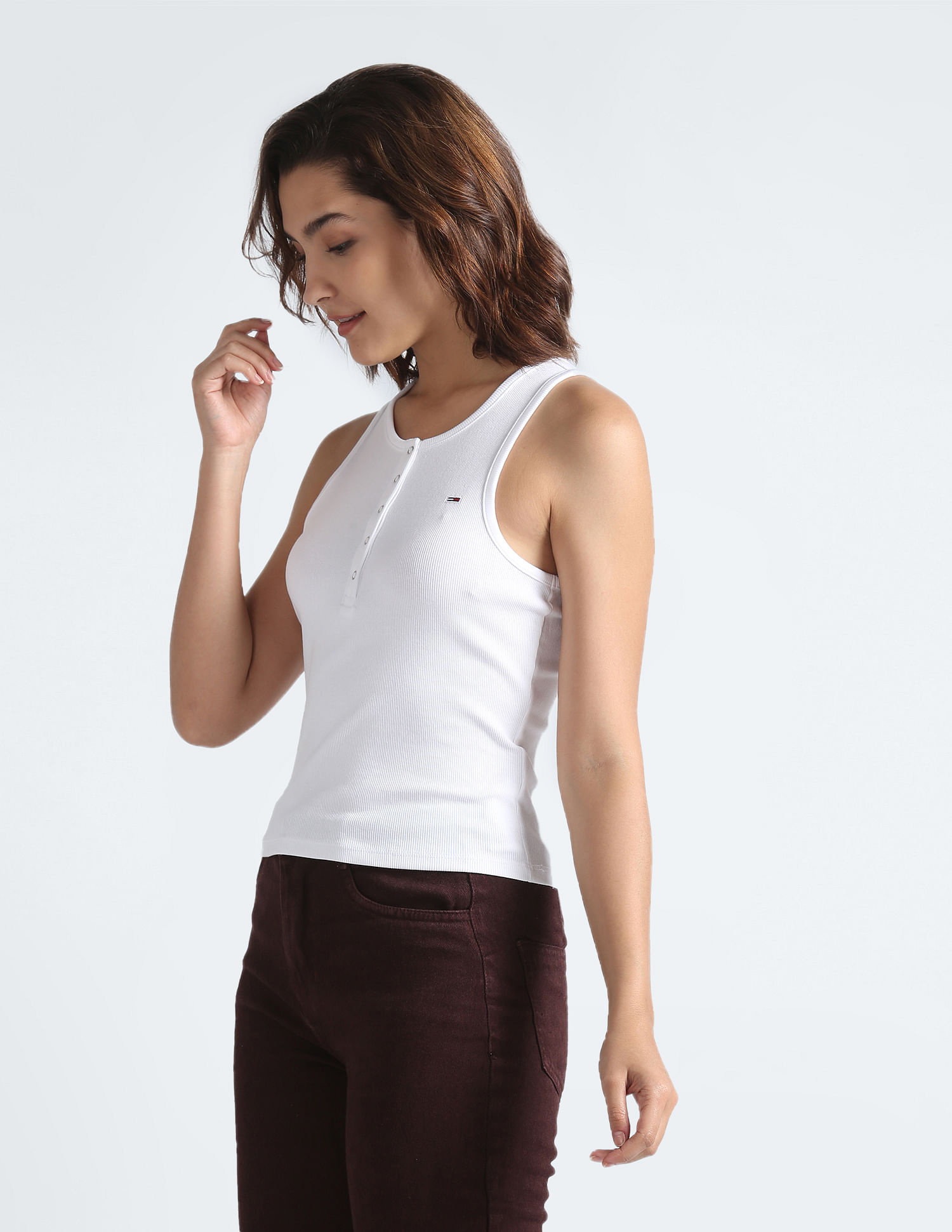 Tommy Hilfiger Essential Button Placket Ribbed Tank T-Shirt