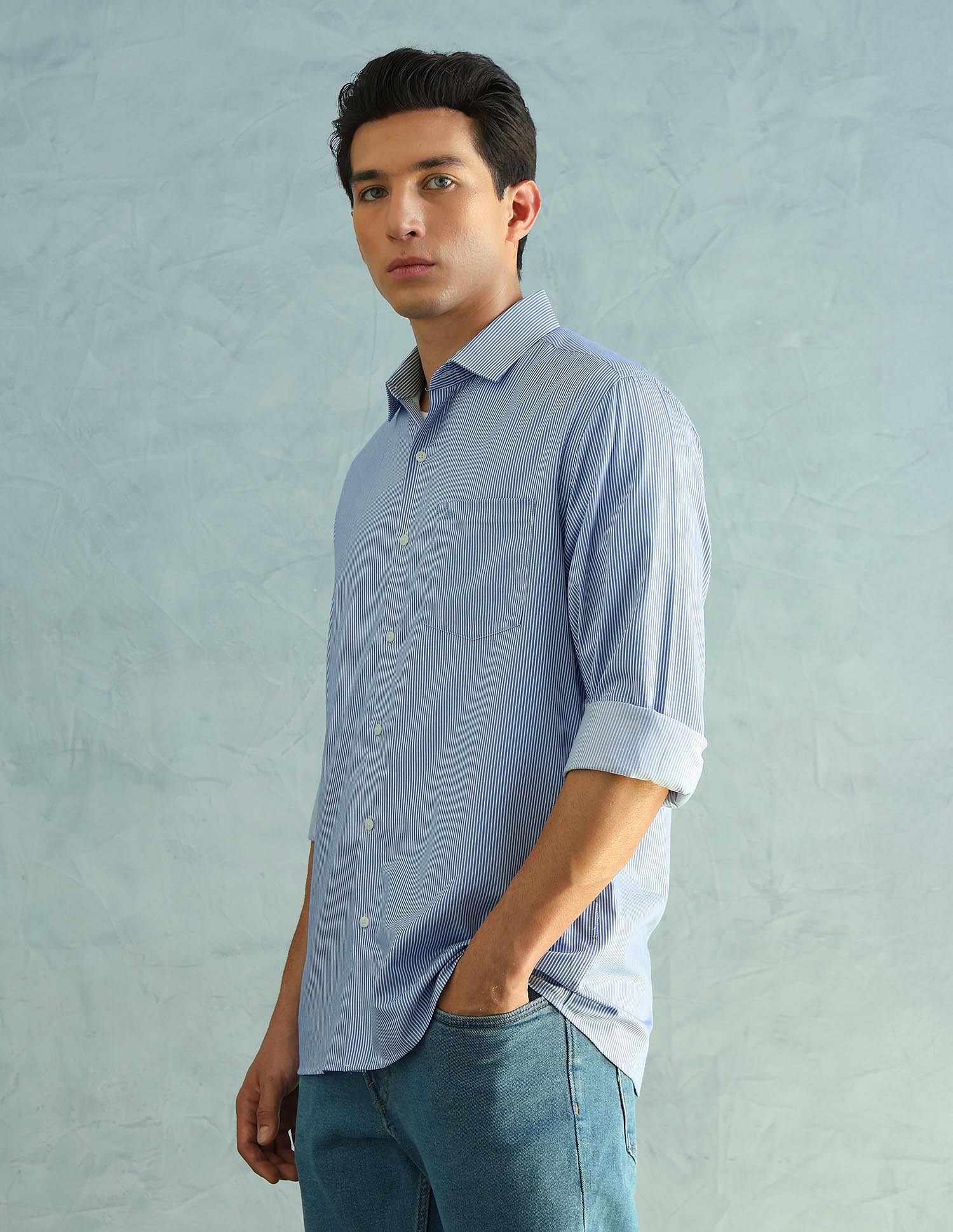 Arrow Slim Fit Striped Smart Formal Shirt