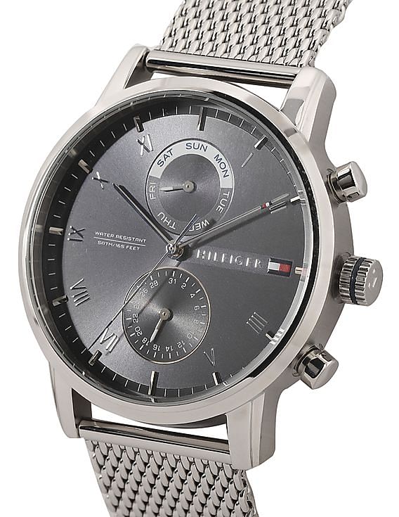 Buy Tommy Hilfiger Men Multi-Function Strap Watch Shark Silver Mesh