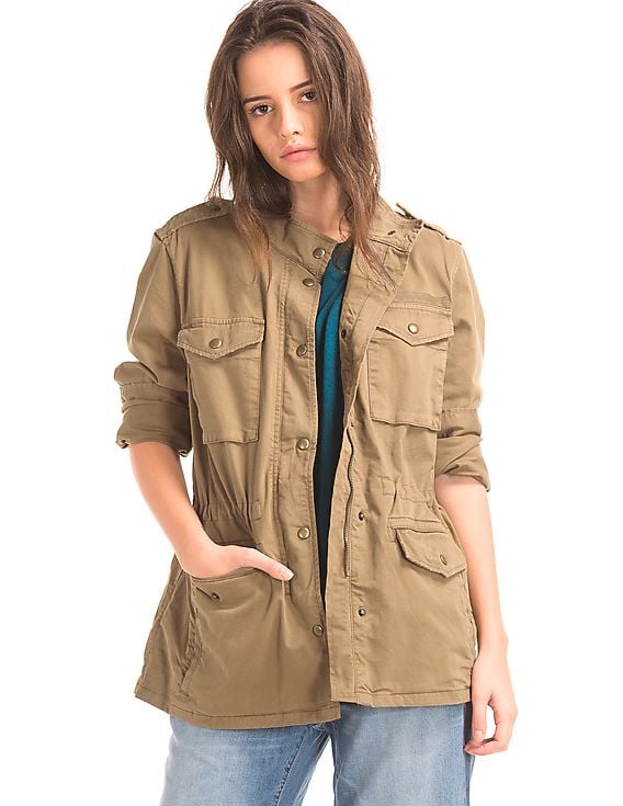 Veste Utility Femme Gap Taille M - Twill Marron, Col Peter Pan, Occasion TB