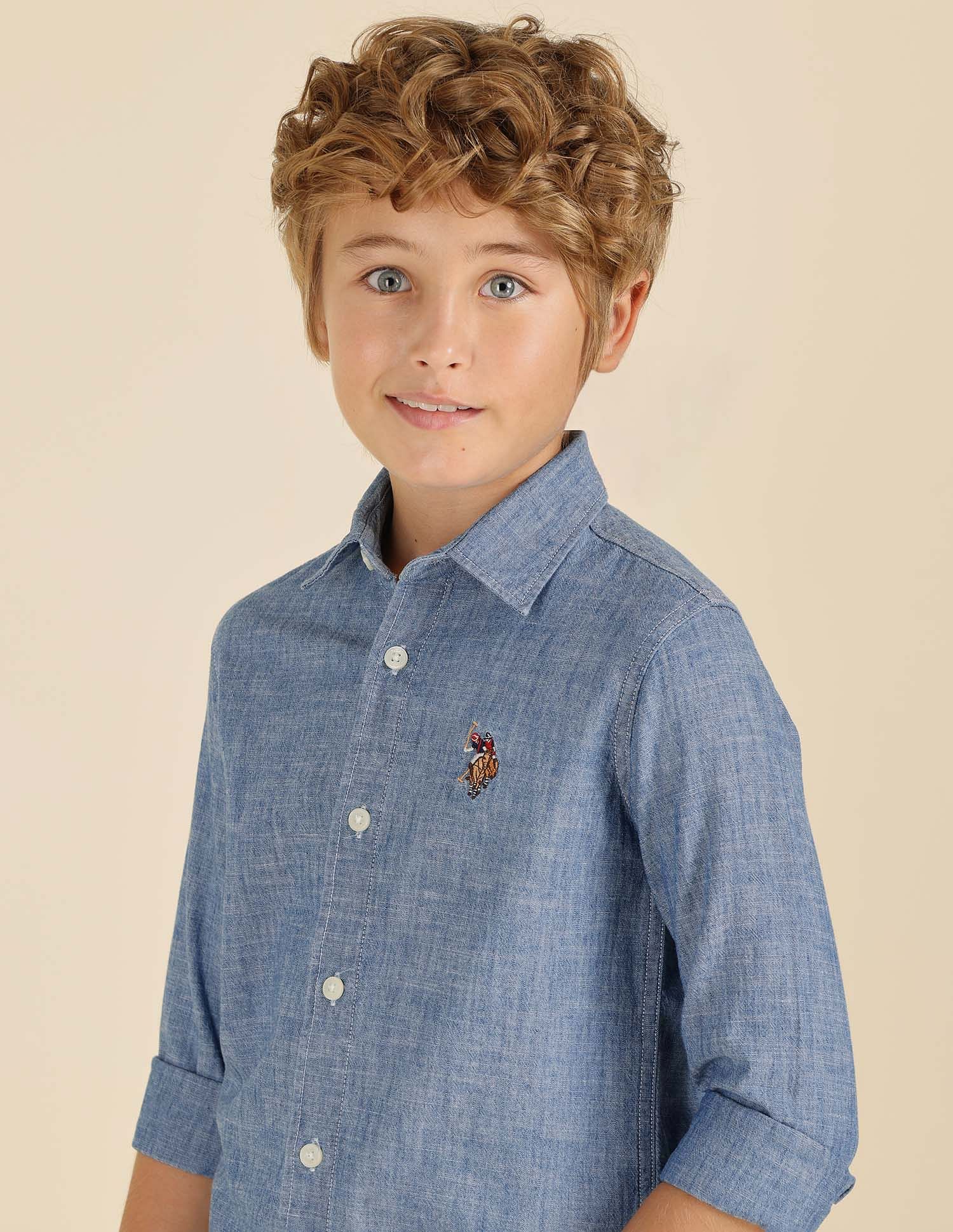 U.S. Polo Assn. Kids Boys Textured Regular Fit Shirt