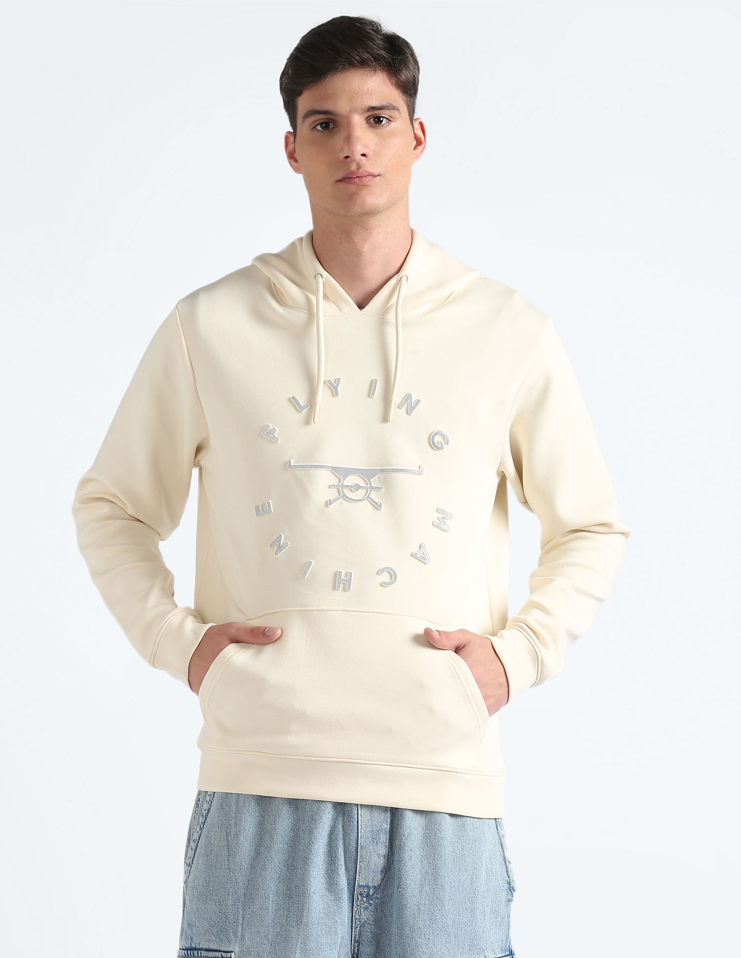 Flying Machine Brand Print Hooded Sweatshirt