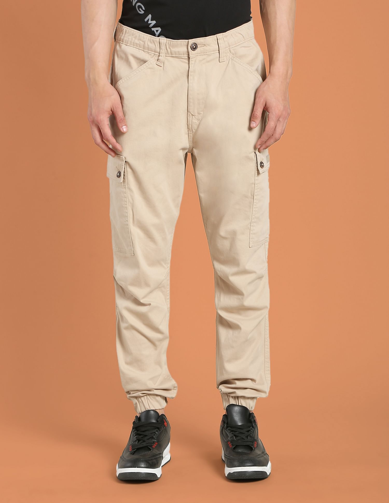 Flying Machine Mid Rise Solid Cargo Utility Trousers