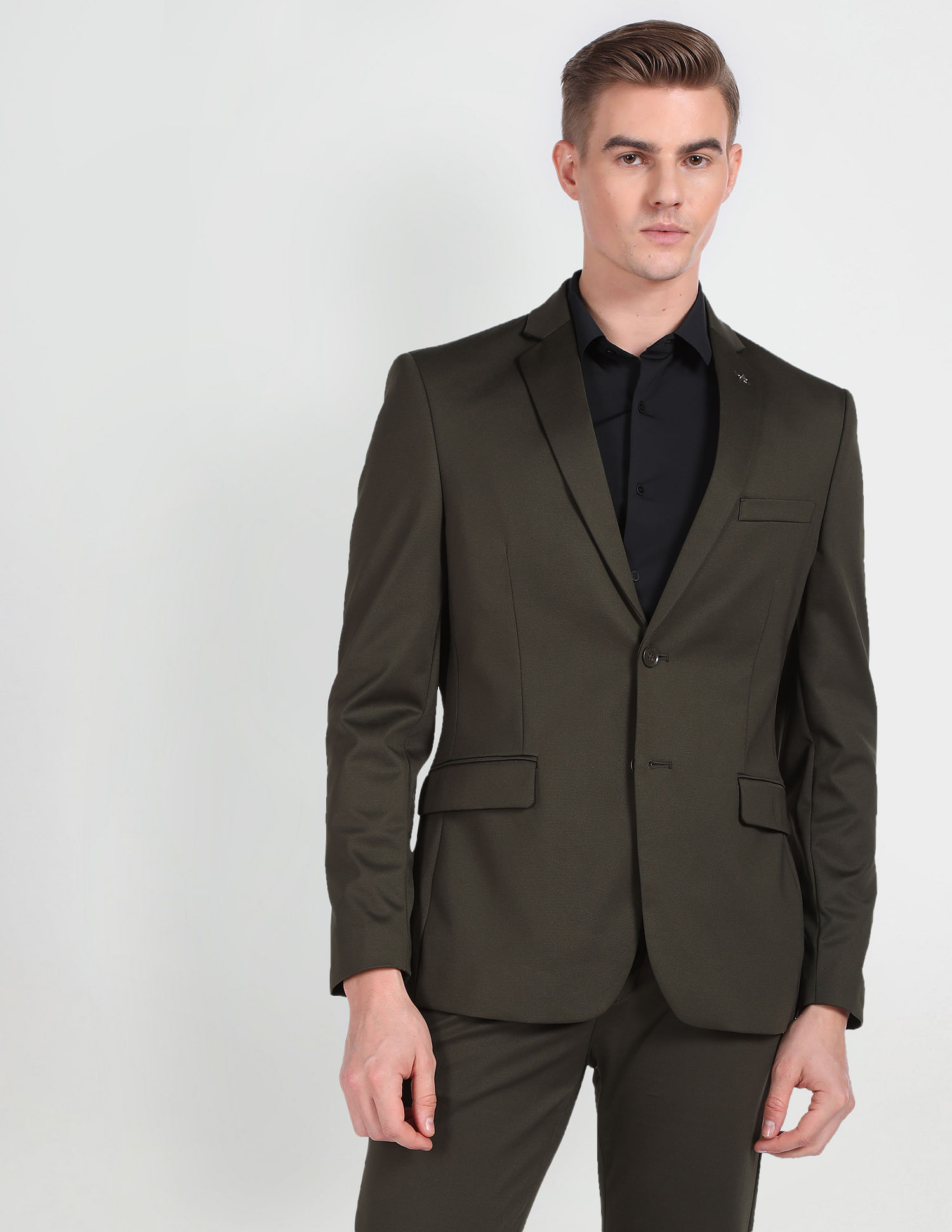 Arrow Self Design Two Piece Knit Suit