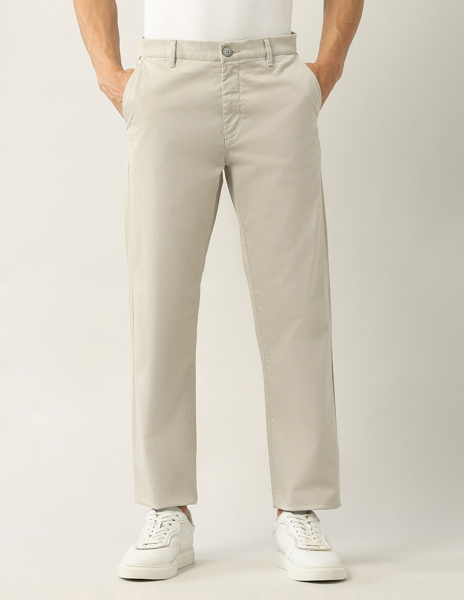 Arrow Sport Mid Rise Straight Fit Twill Trousers
