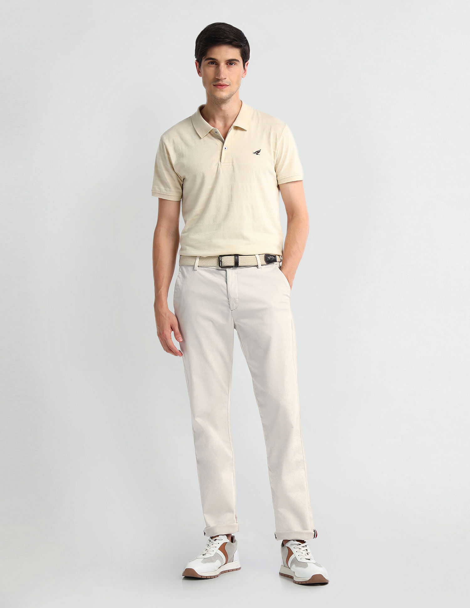 Arrow Sports Mid Rise Solid Trousers