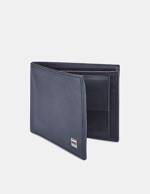 Buy Tommy Hilfiger Men Black Indo Saffiano Leather Texture B-Fold Wallet -  NNNOW.com