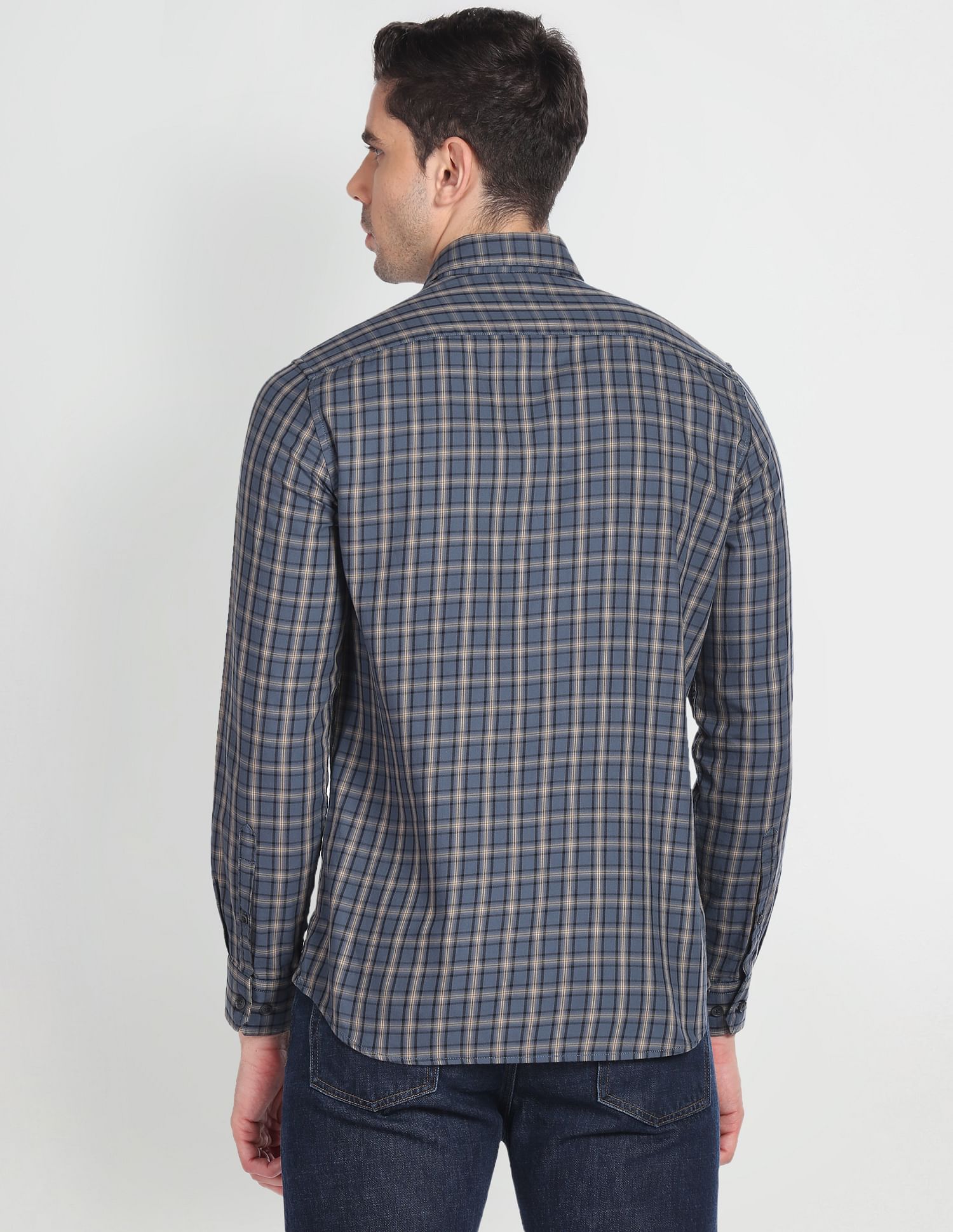 Arrow Sports Cutaway Collar Tartan Check Shirt