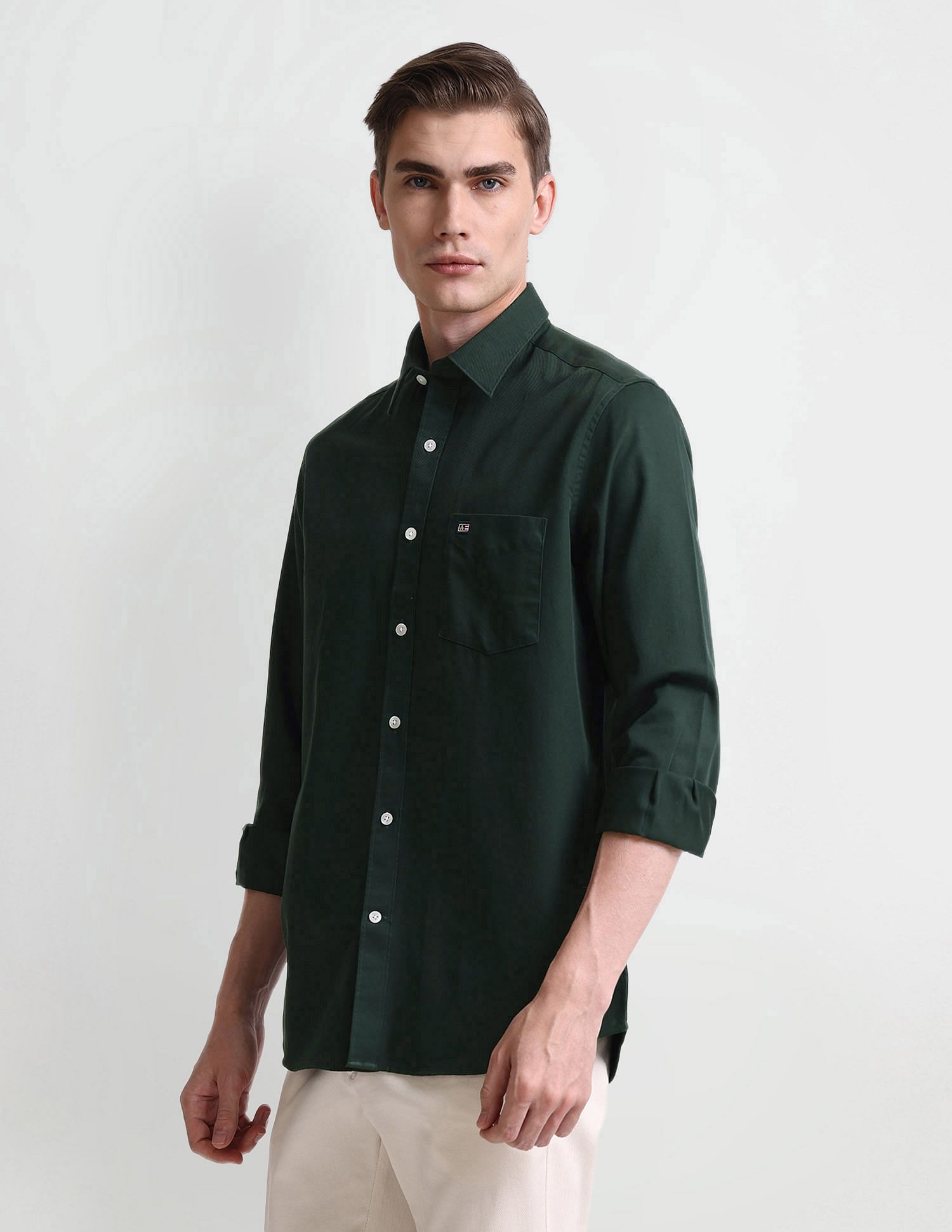 Arrow Sport Manhattan Slim Pinstriped Twill Shirt