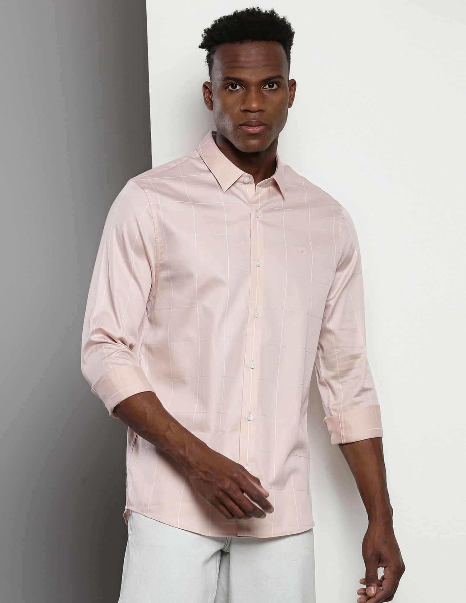 Calvin Klein Sateen Windowpane Check Shirt