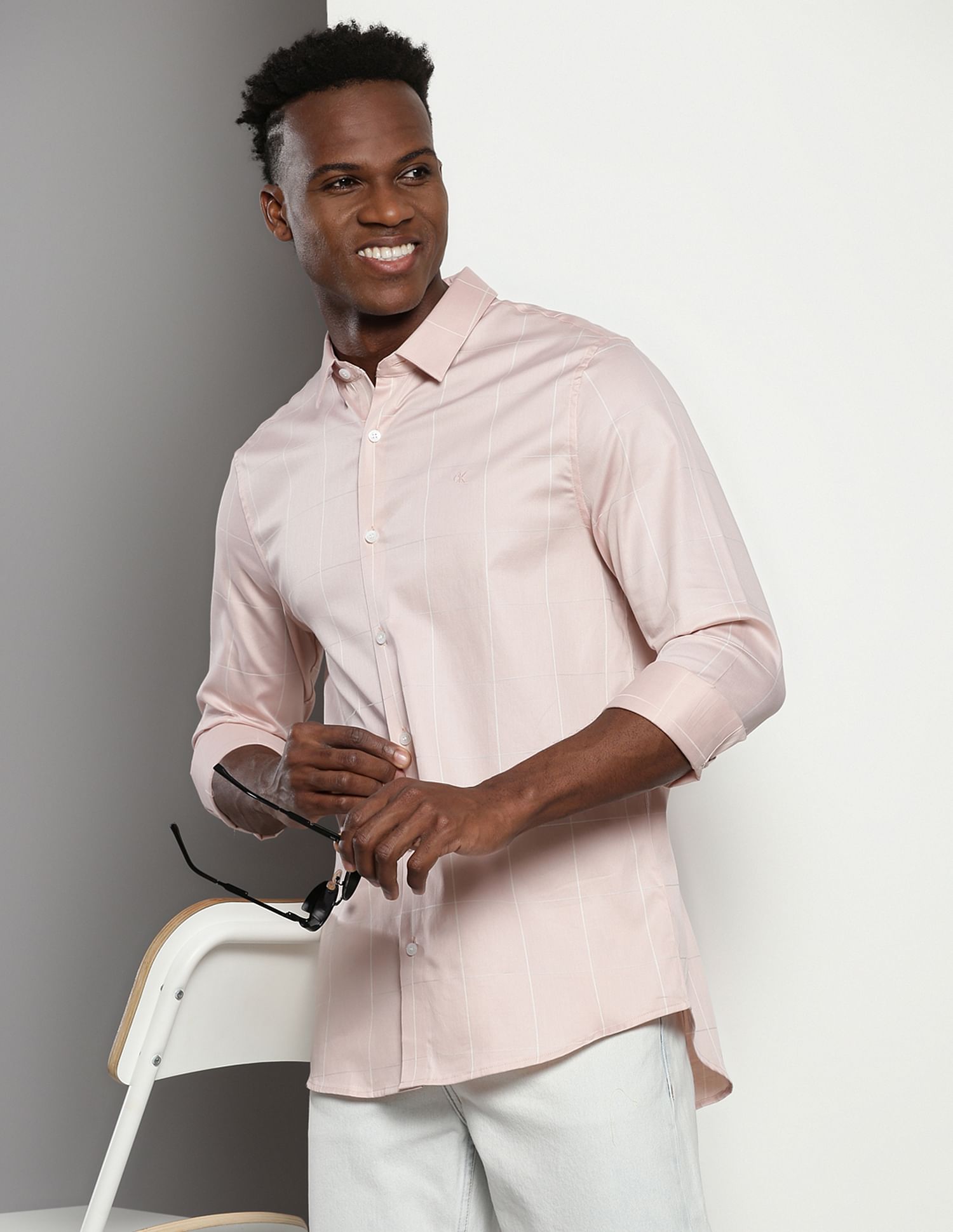 Calvin Klein Sateen Windowpane Check Shirt