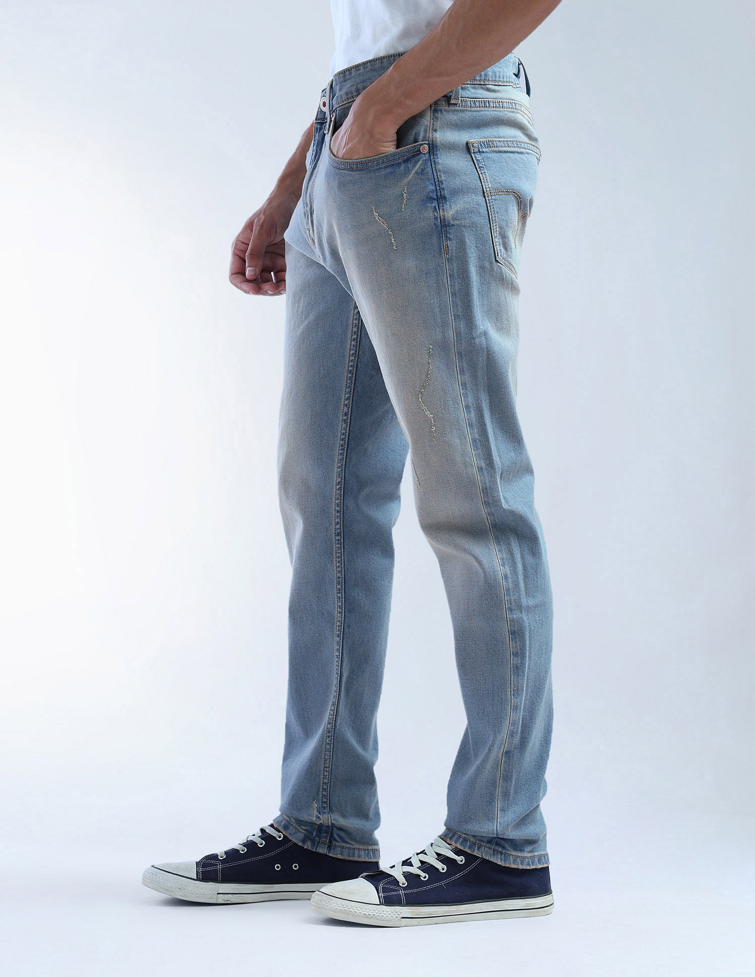 Flying Machine Slash Slim Tapered Fit Stone Washed Jeans