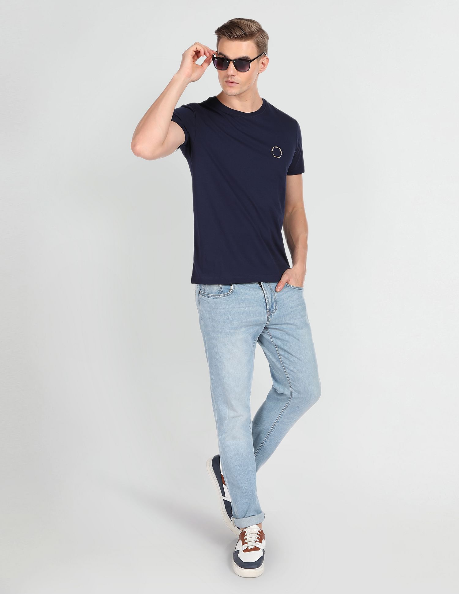 Arrow Sports Crew Neck Solid T-Shirt