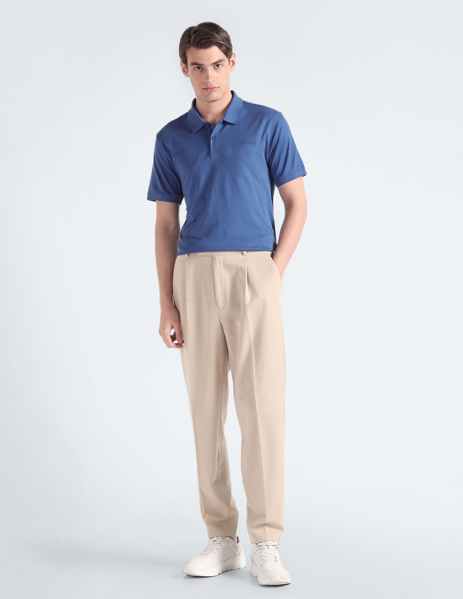 Calvin Klein Solid Cotton Liquid Polo Shirt