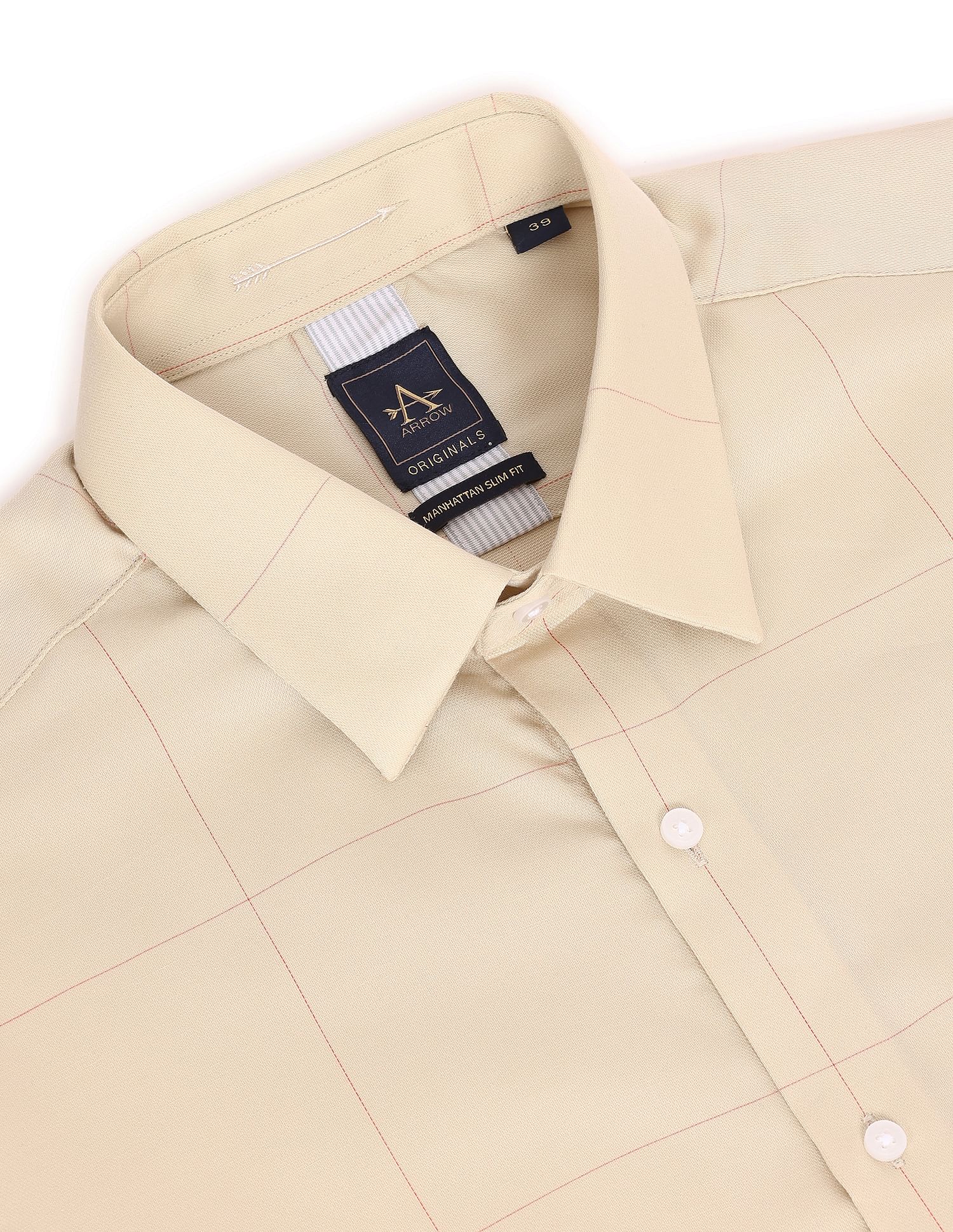Arrow Patch Pocket Windowpane Check Cotton Shirt