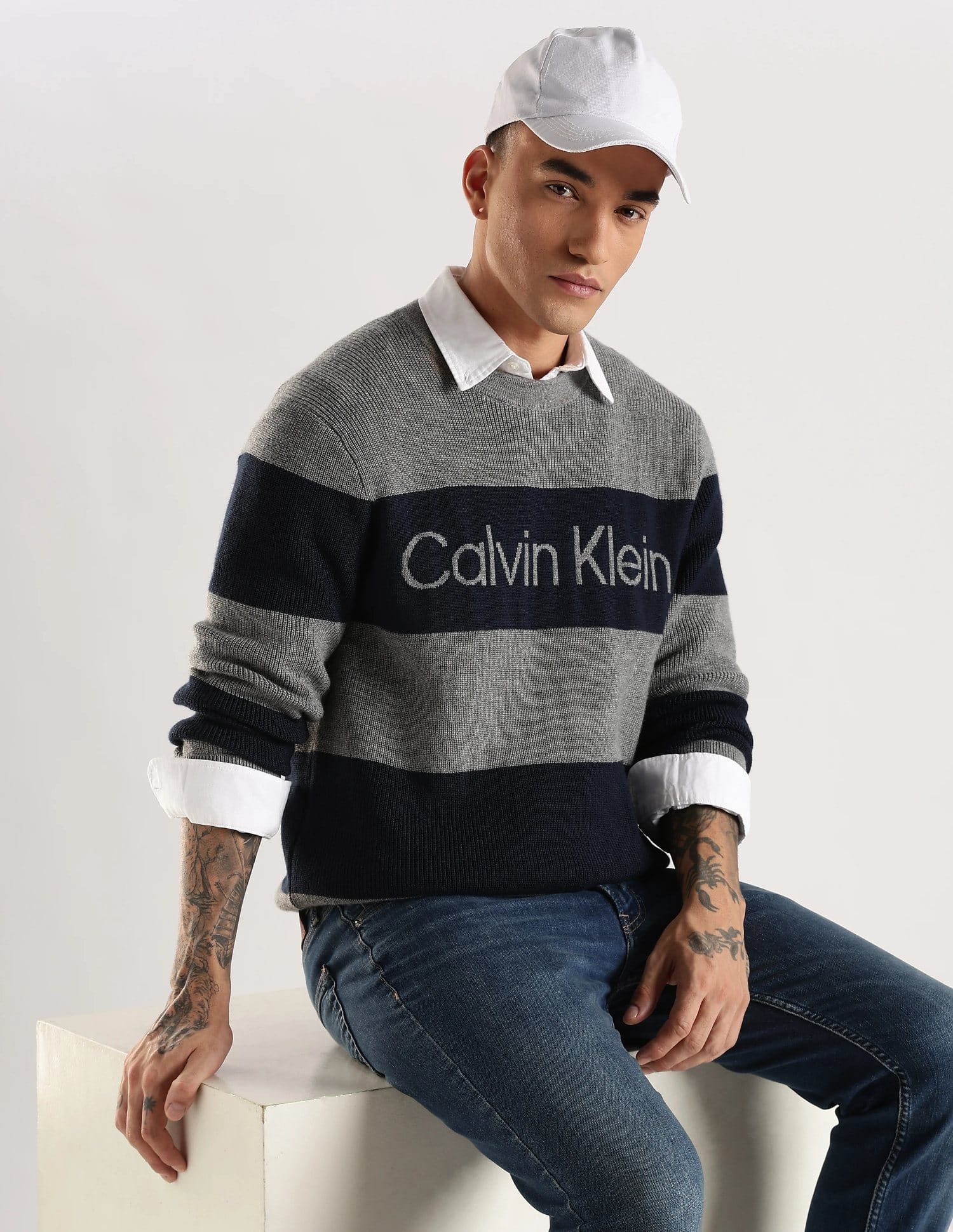 Buy Calvin Klein Jeans Logo Striped Oversized Fit Polyethylene