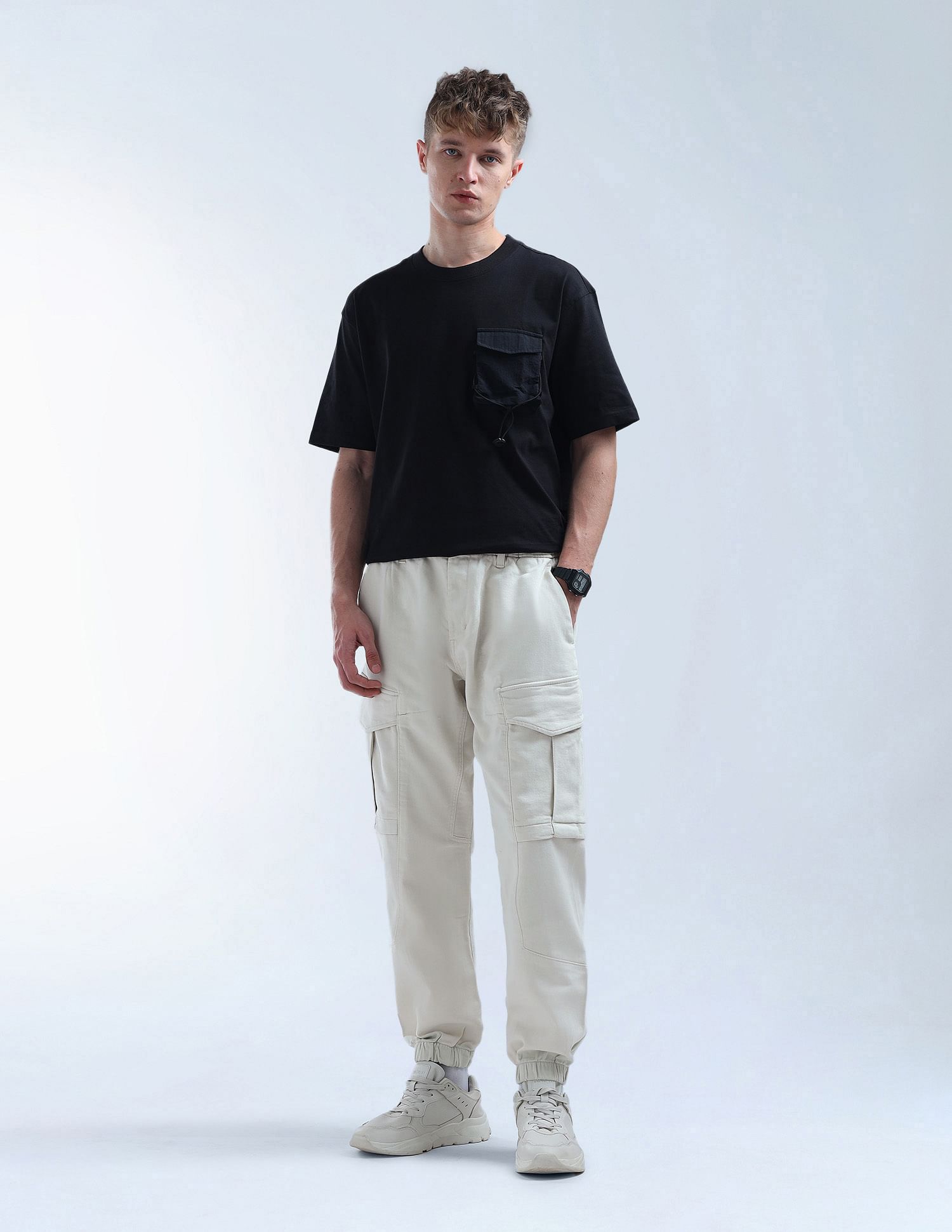 Flying Machine Mid Rise Relaxed Fit Cargo Trousers