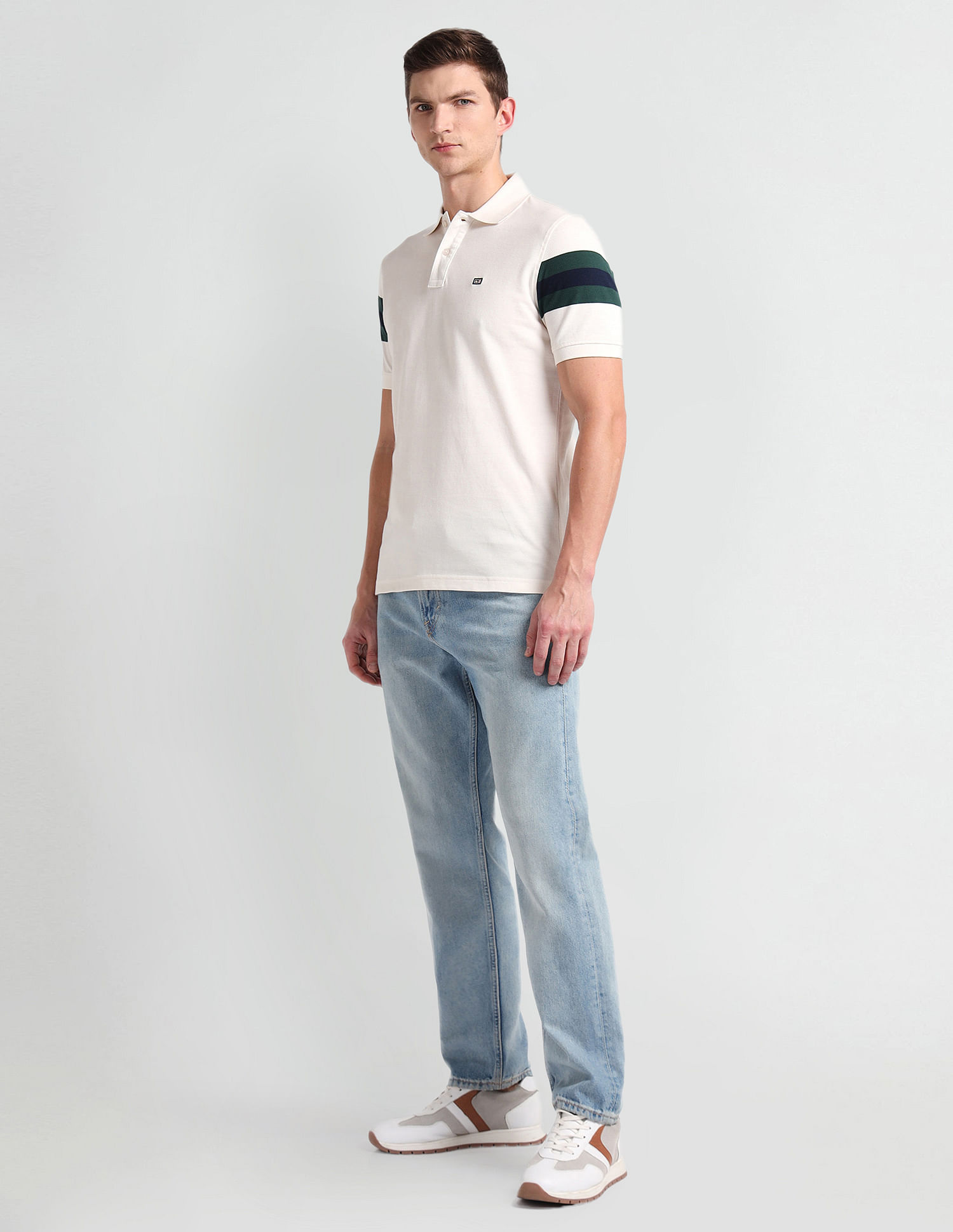 Arrow Sports Ribbed Collar Solid Polo Shirt