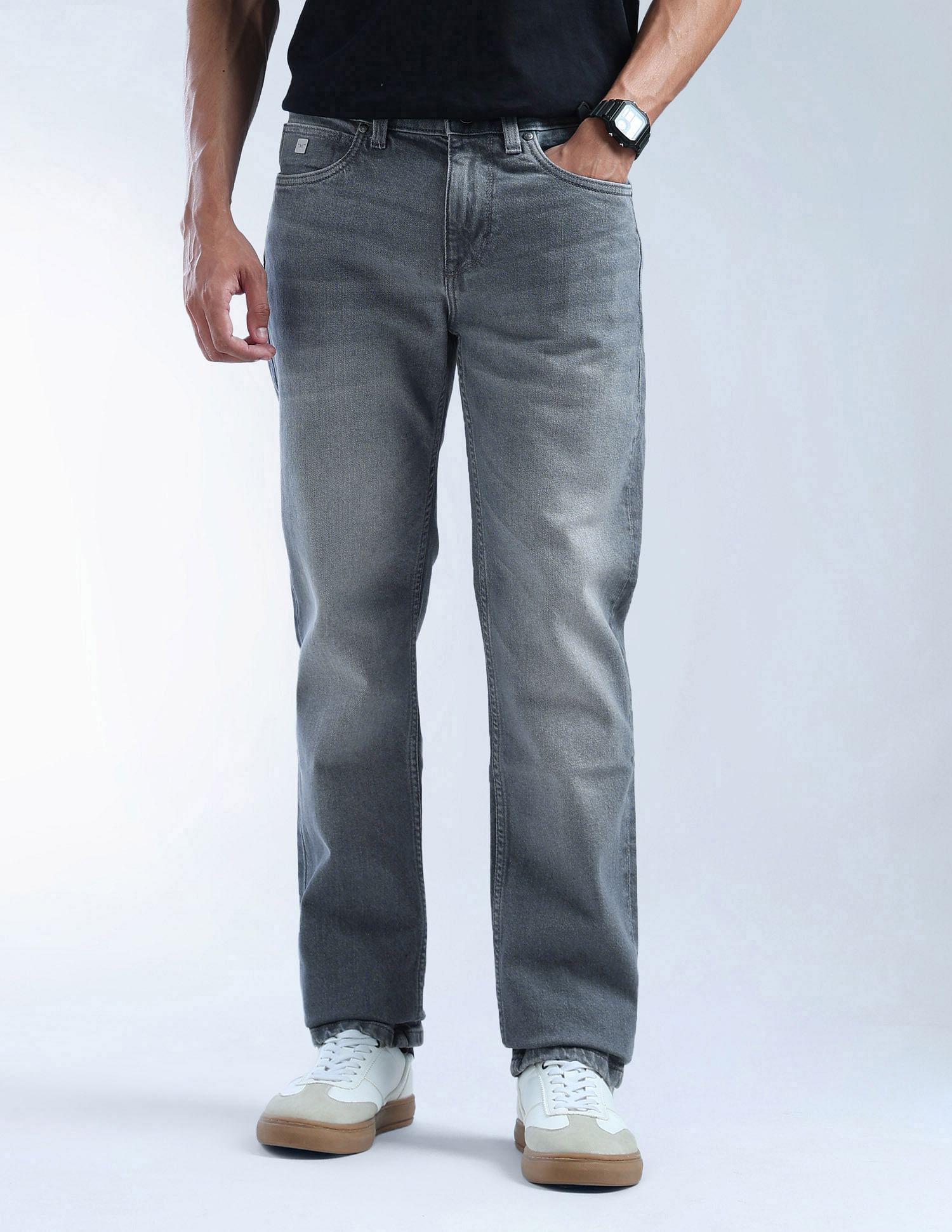 Flying Machine Freddie Slim Straight Fit Whiskered Jeans