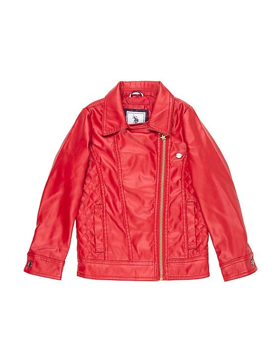 boys red leather jacket