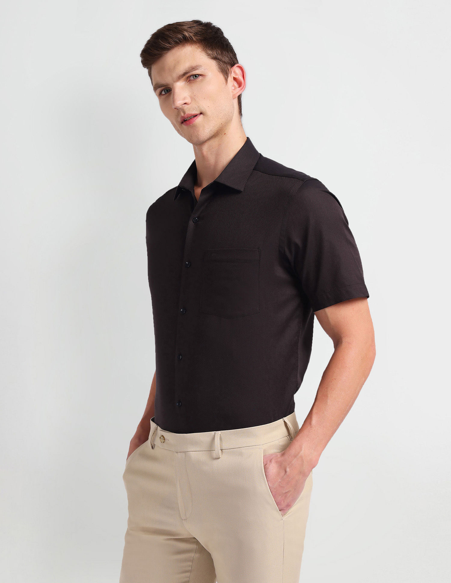 Arrow Geometric Patterned Dobby Shirt