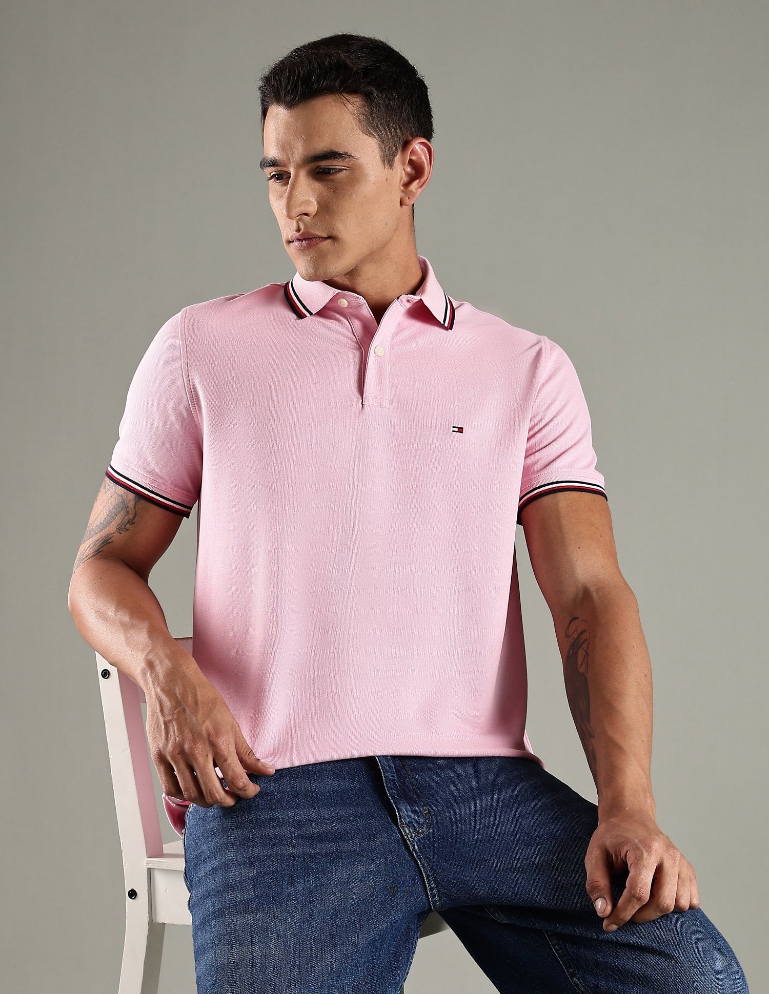 Tommy Hilfiger Solid Regular Fit Cotton Polo T-Shirt