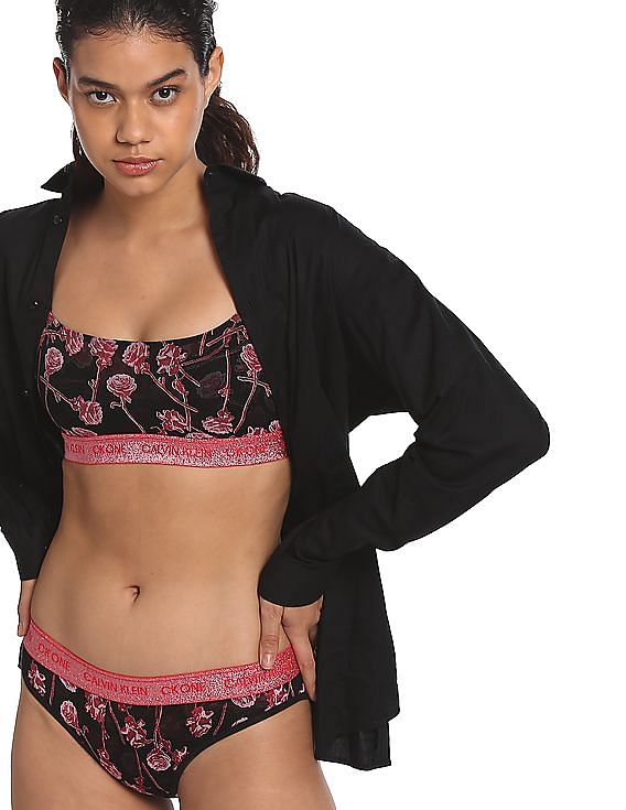 ★ ★ Women's CK Black Floral Lace AF Bikini QF7919_UB1_main