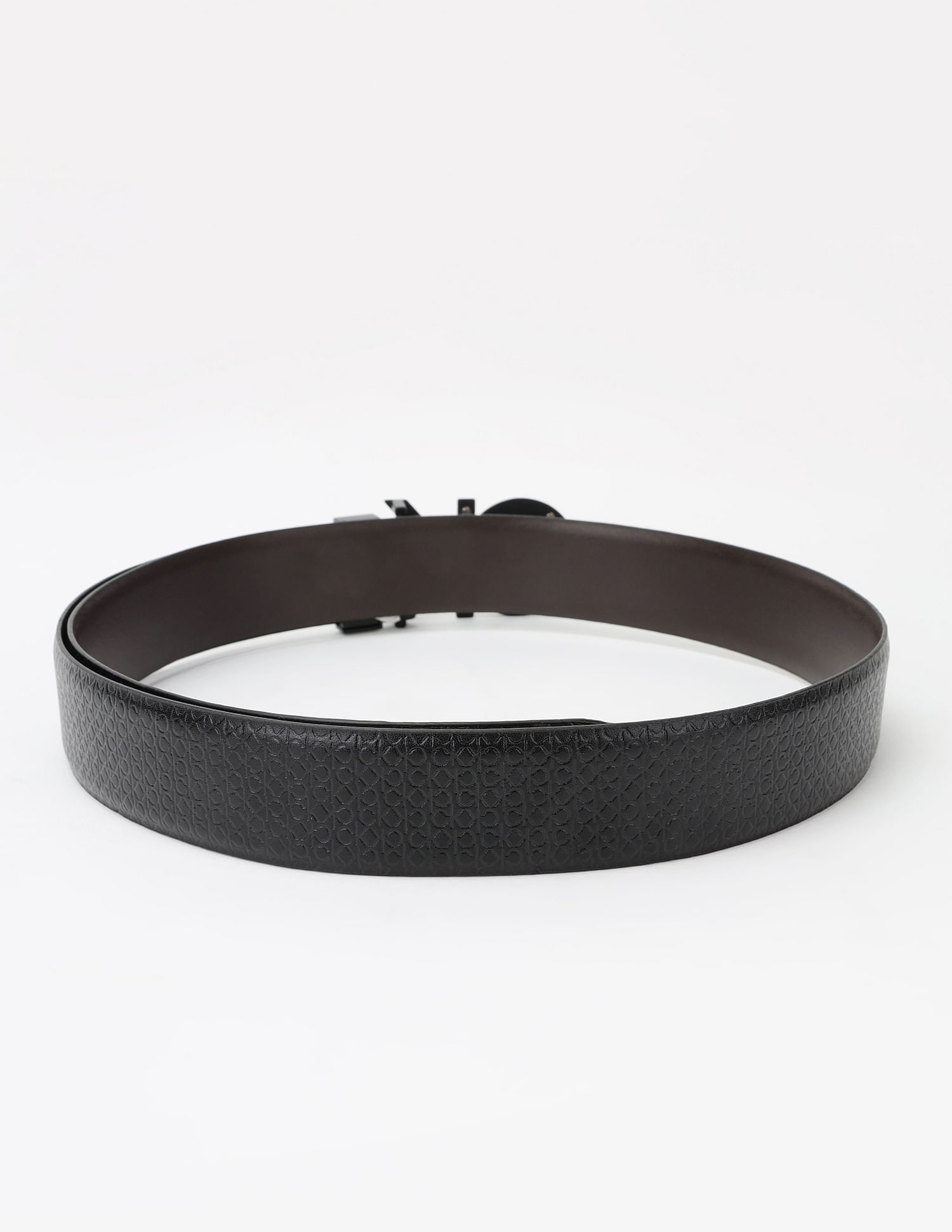 Calvin Klein Logo Black Leather Reversible Belt