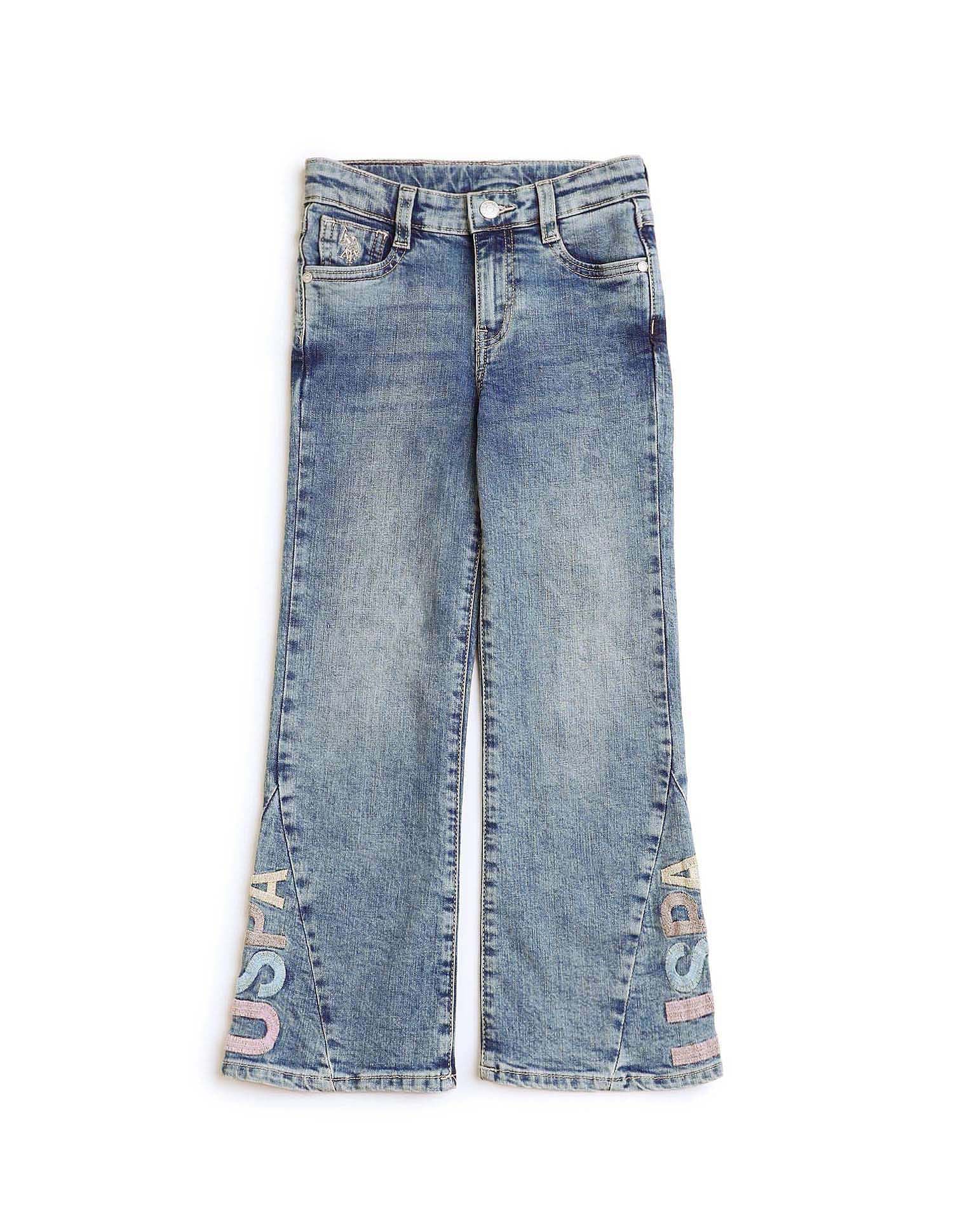 U.S. Polo Assn. Kids Girls Mid Rise Bootcut Jeans