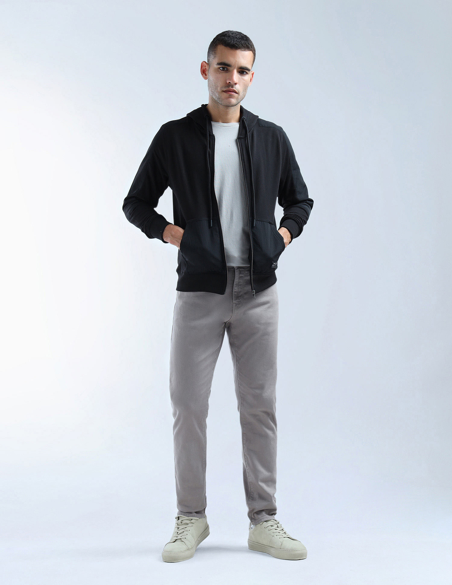 Flying Machine Hooded Solid Sweatshirt