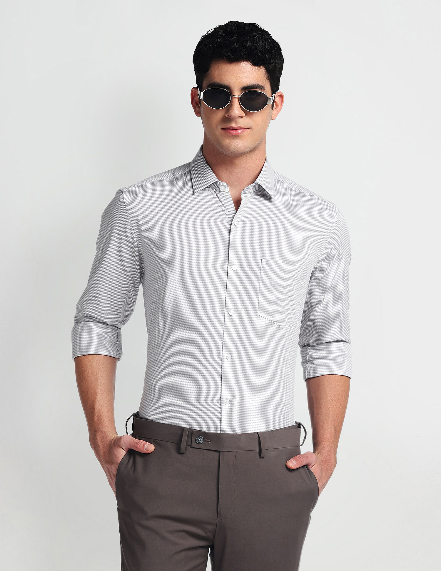 Arrow Self Design Manhattan Slim Fit Shirt