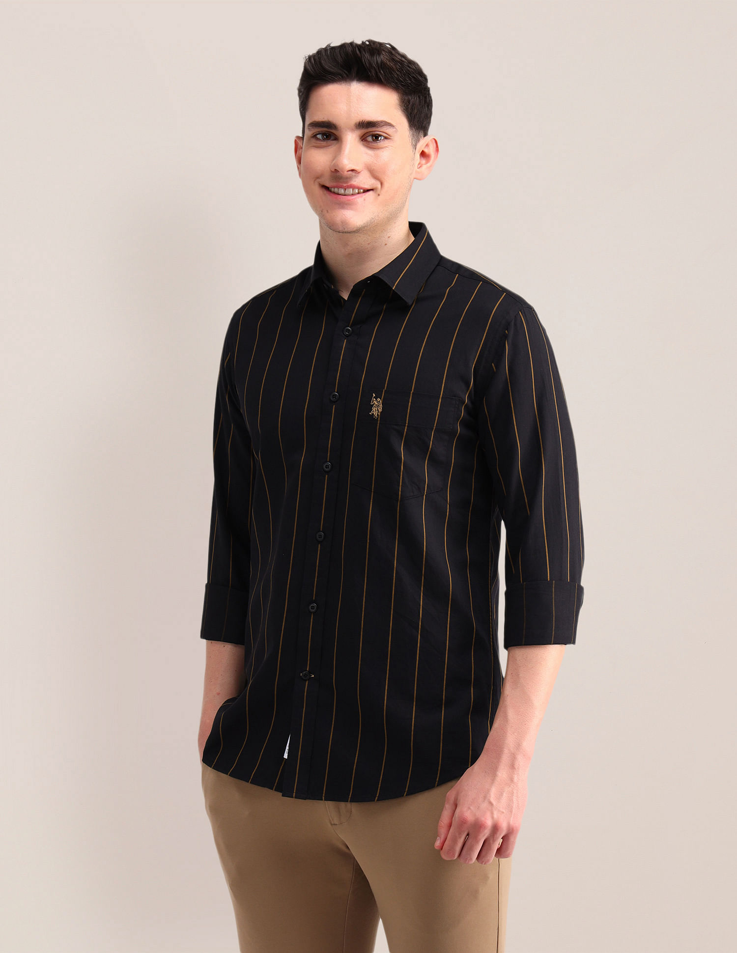 U.S. Polo Assn. Tailored Fit Twill Striped Shirt