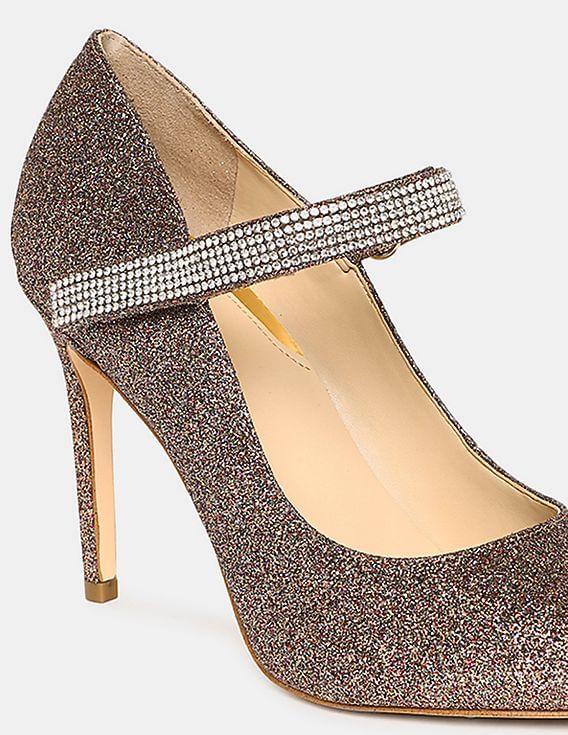 Buy GUESS Women Gold Baker Glitter Pumps