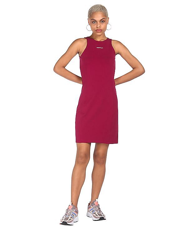 Buy Calvin Klein Women Purple Sleeveless Solid Dress NNNOW