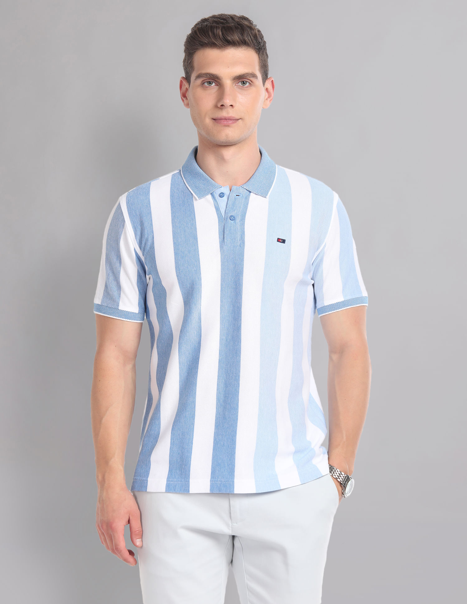AD by Arvind Vertical Stripe Real Deal Polo Shirt