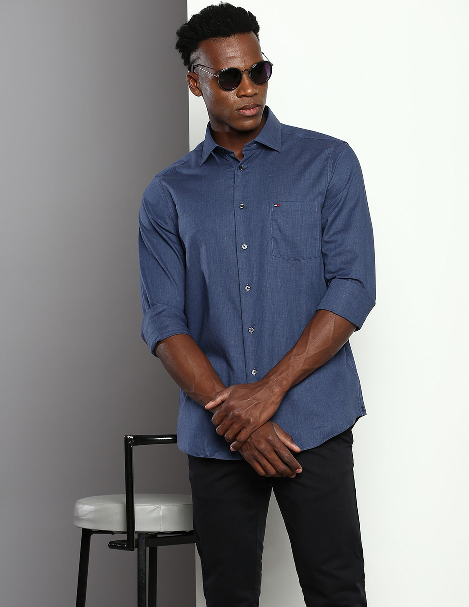 Buy Tommy Hilfiger Cotton Textured Heathered Shirt - NNNOW.com