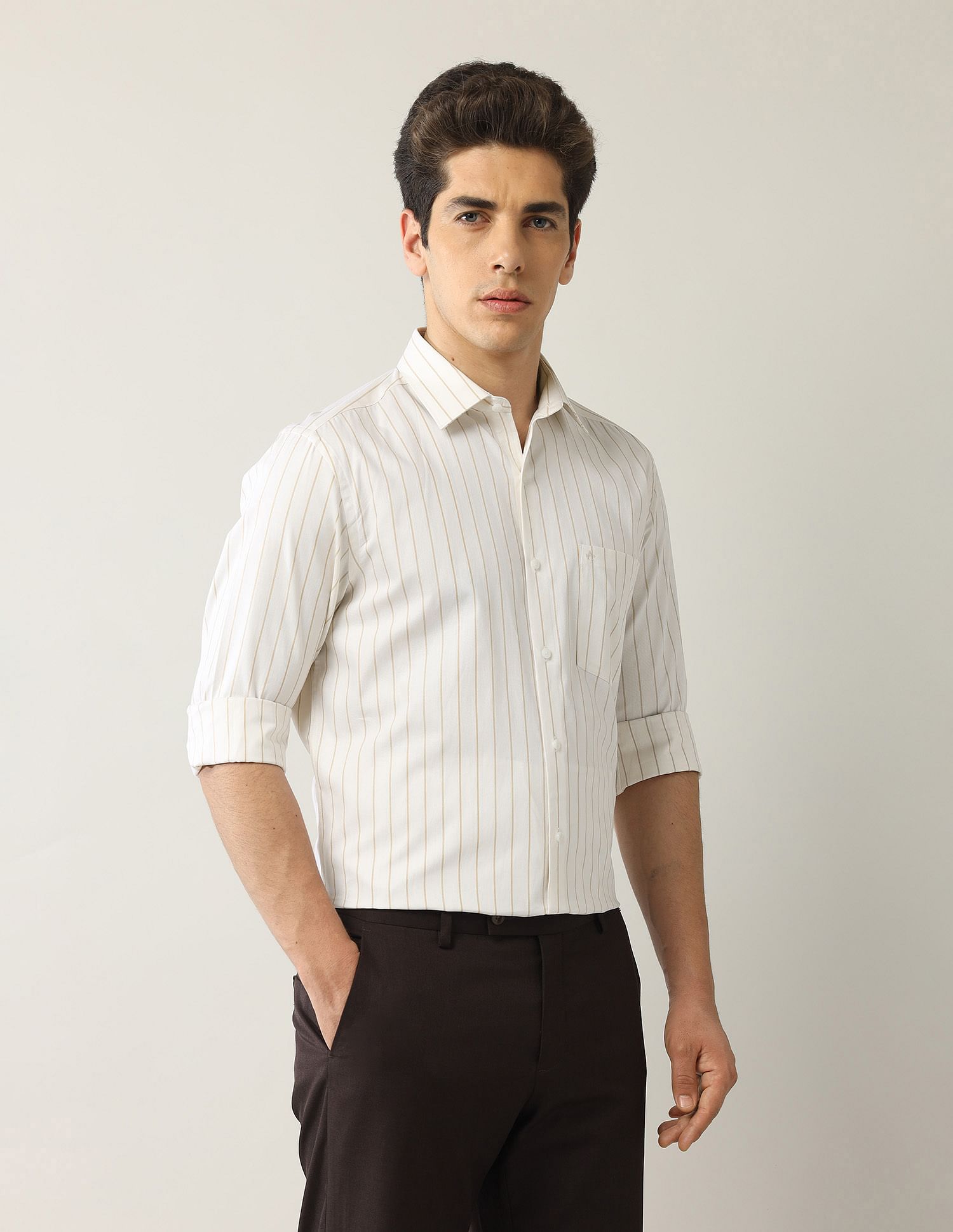 Arrow Liberty Classic Fit Vertical Striped Shirt