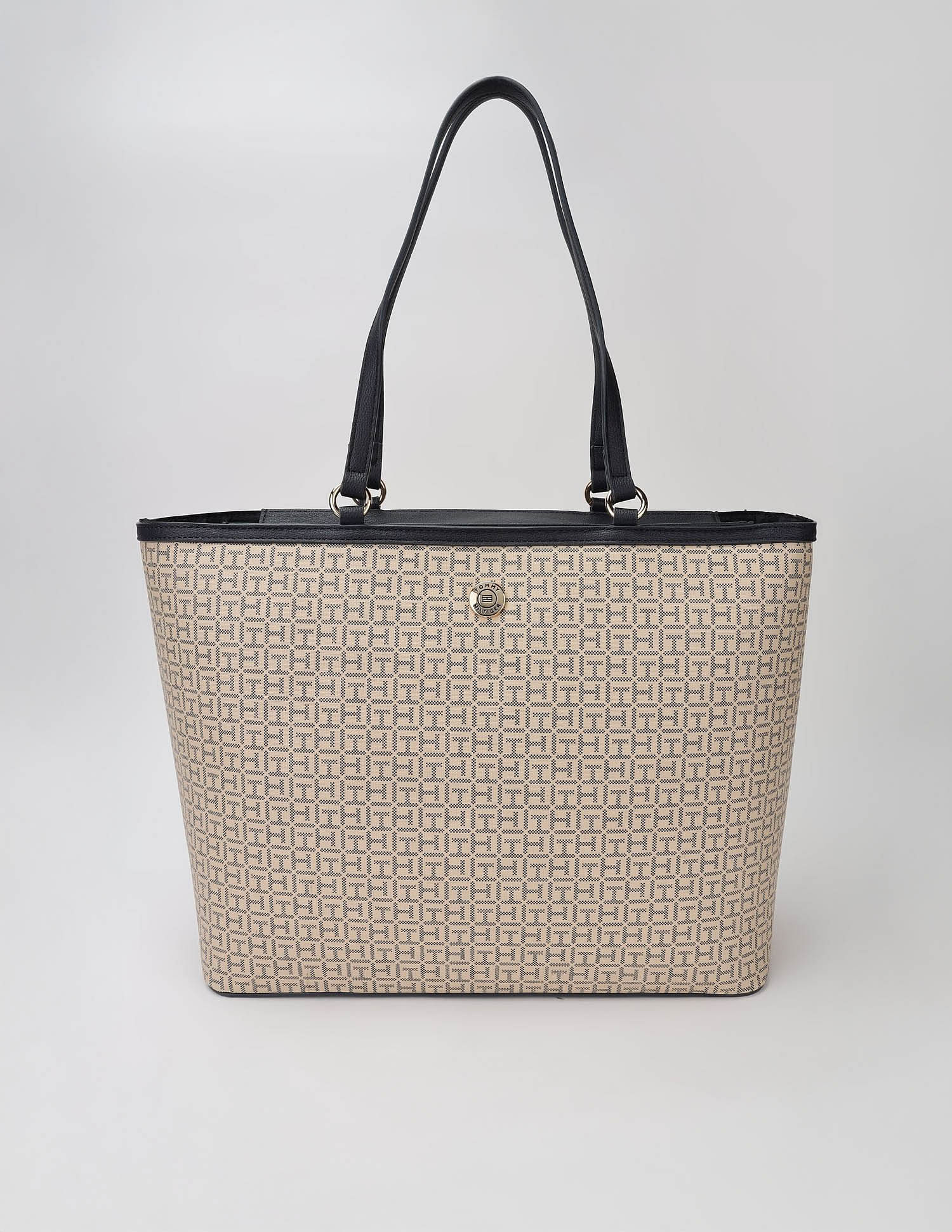 Tommy Hilfiger Logo Beige Pvc Tote Bag