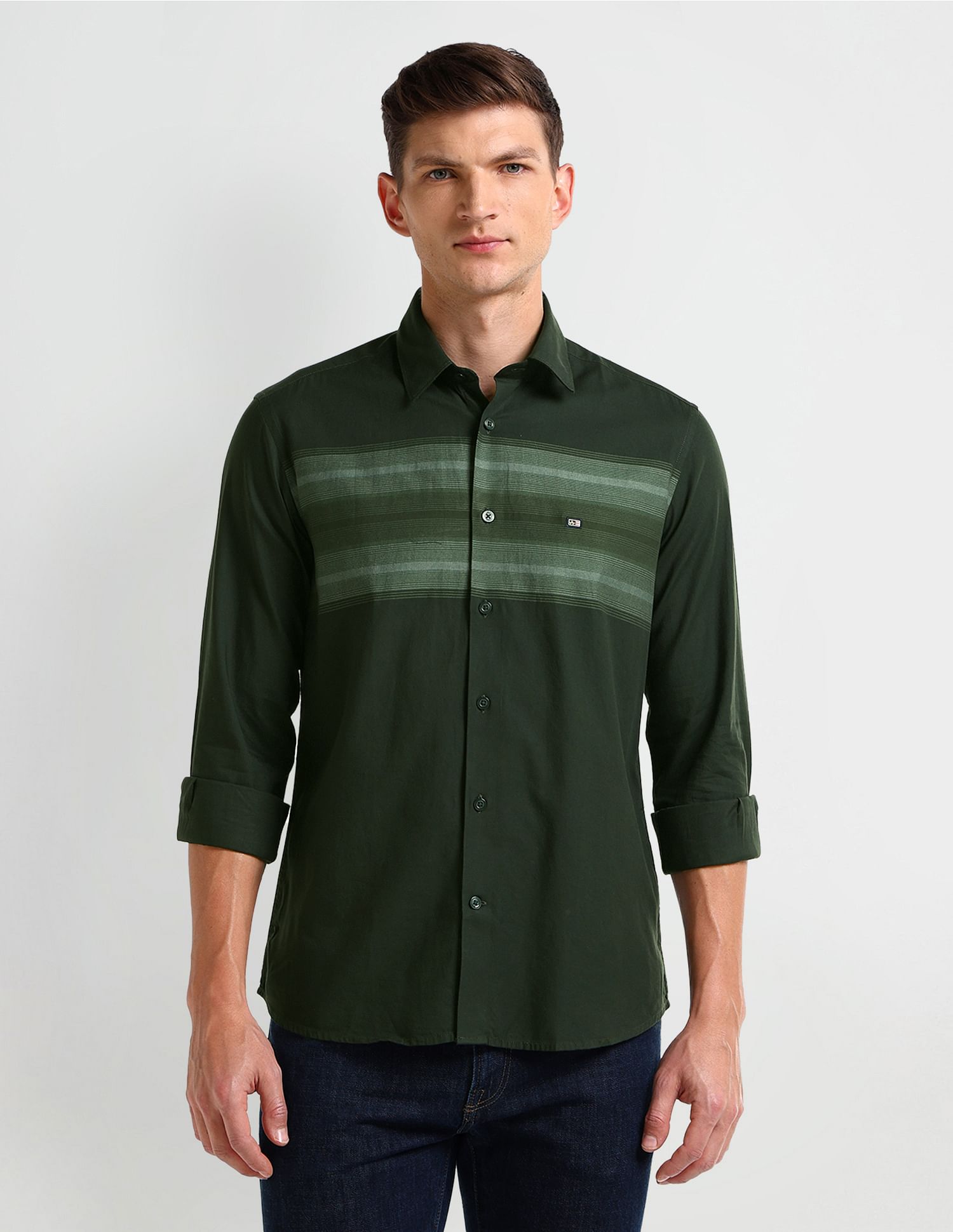Arrow Sport Horizontal Striped Cotton Shirt